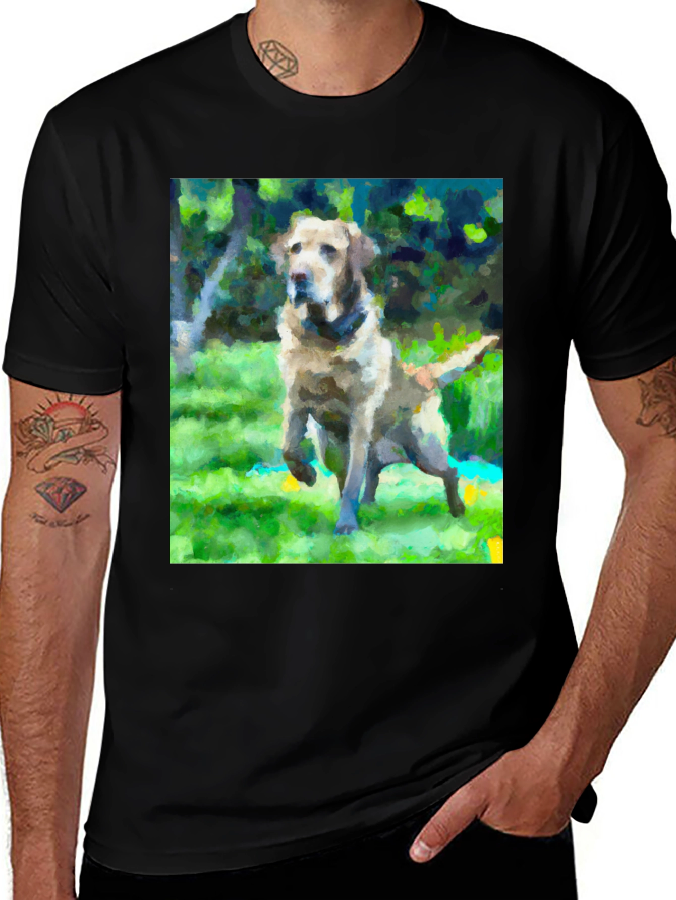 Variant 7 of Dog Lover T-Shirt - Artistic Retriever Design