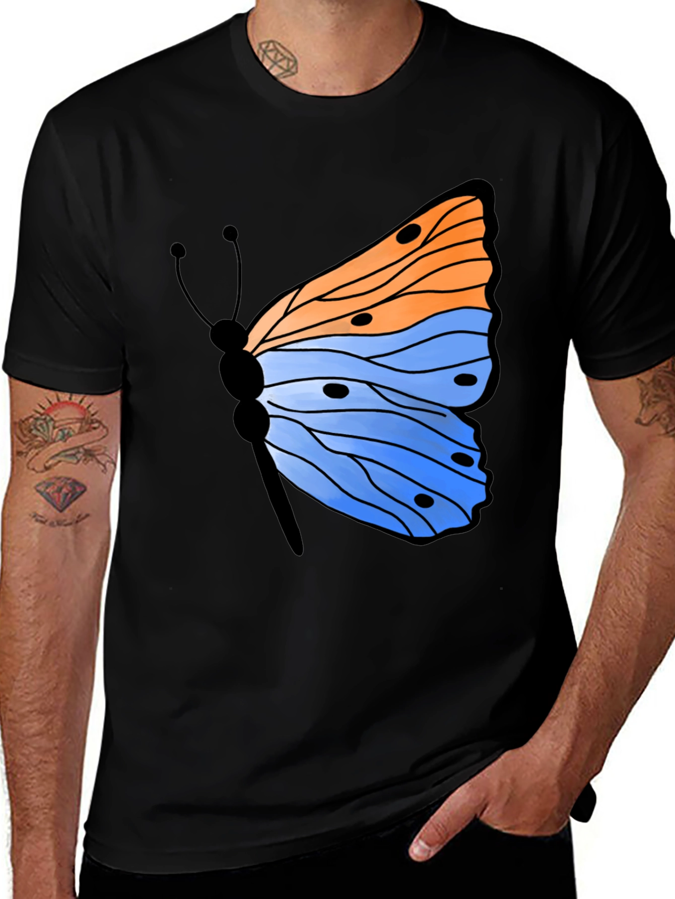 Variant 20 of Butterfly Graphic Black T-Shirt