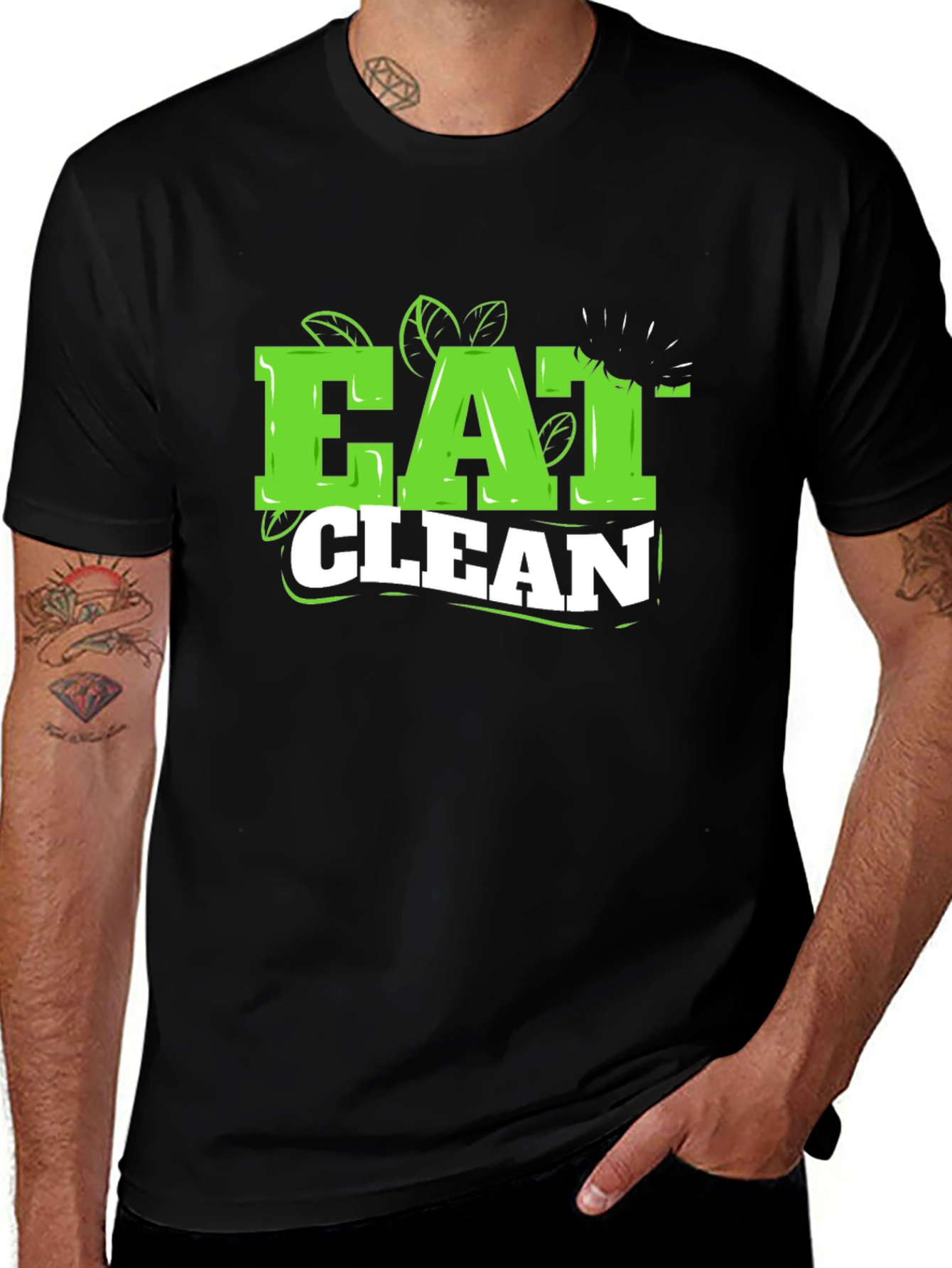 Eat Clean Black T-Shirt - Healthy Lifestyle Tee