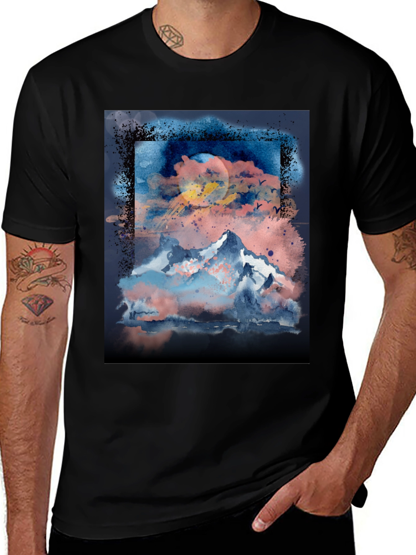 Variant 11 of Mountain Watercolor Graphic Tee - Stylish Artistic Design