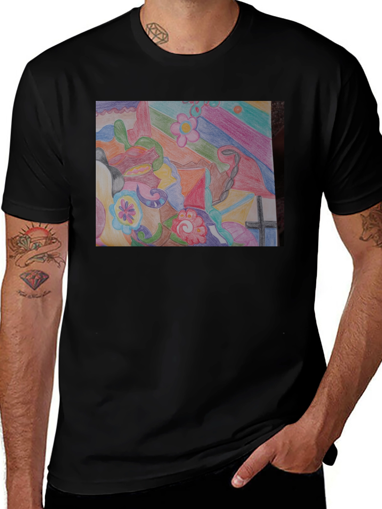 Variant 3 of Abstract Art Graphic Tee - Unisex Black T-Shirt