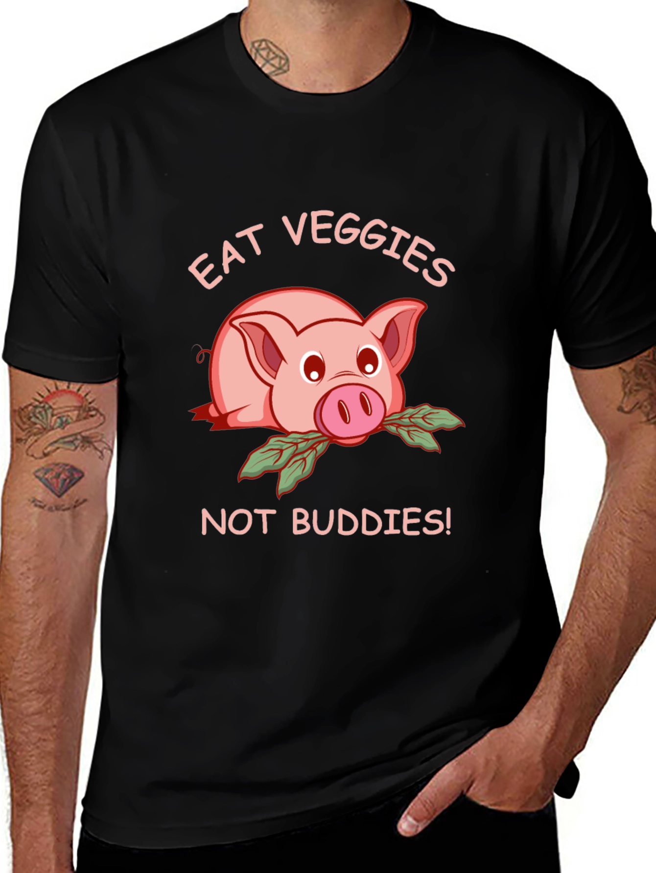 Eat Veggies Not Buddies T-Shirt - Vegan Animal Lover Tee