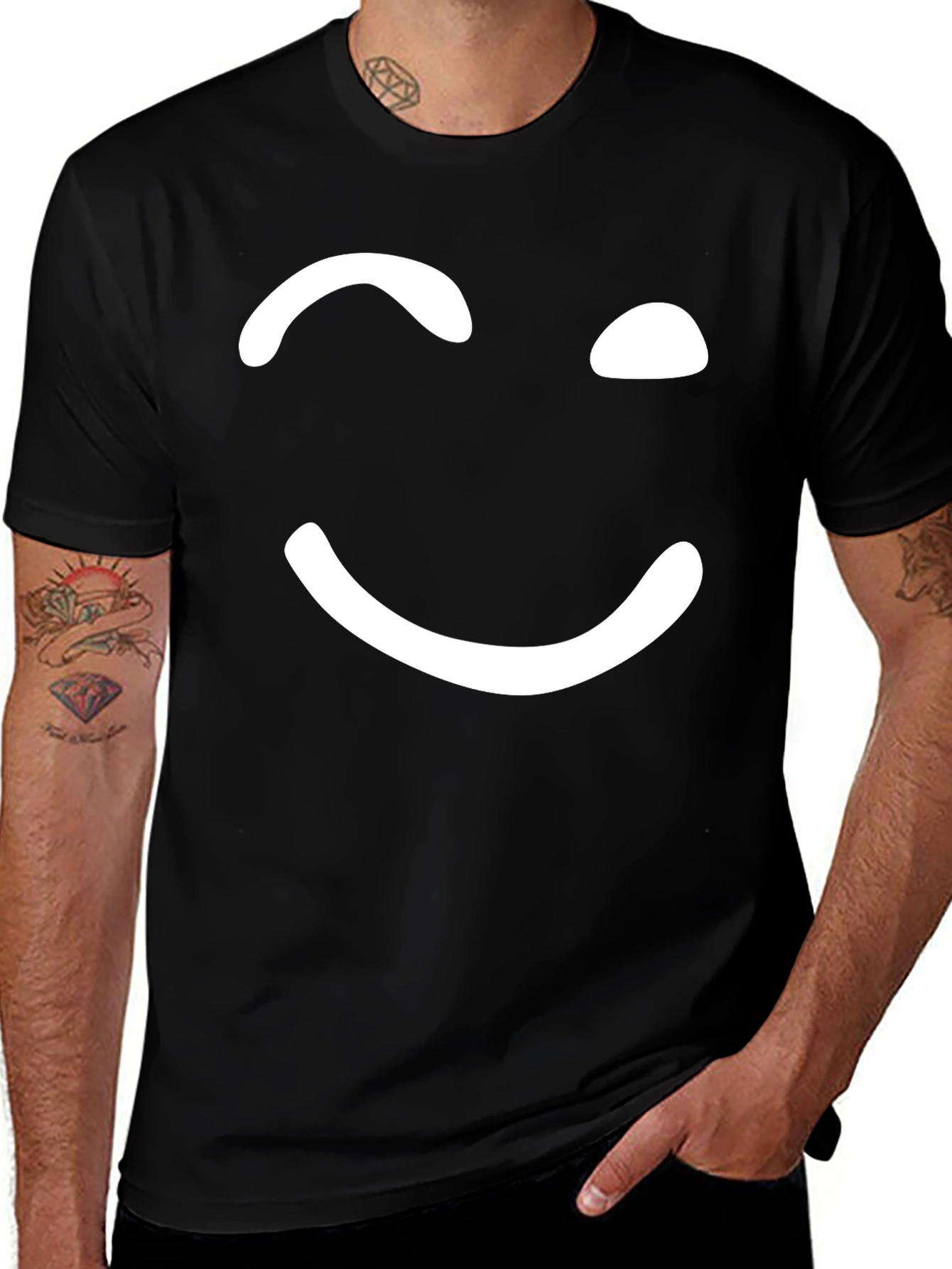 Variant 6 of Winking Smiley Face Black T-Shirt