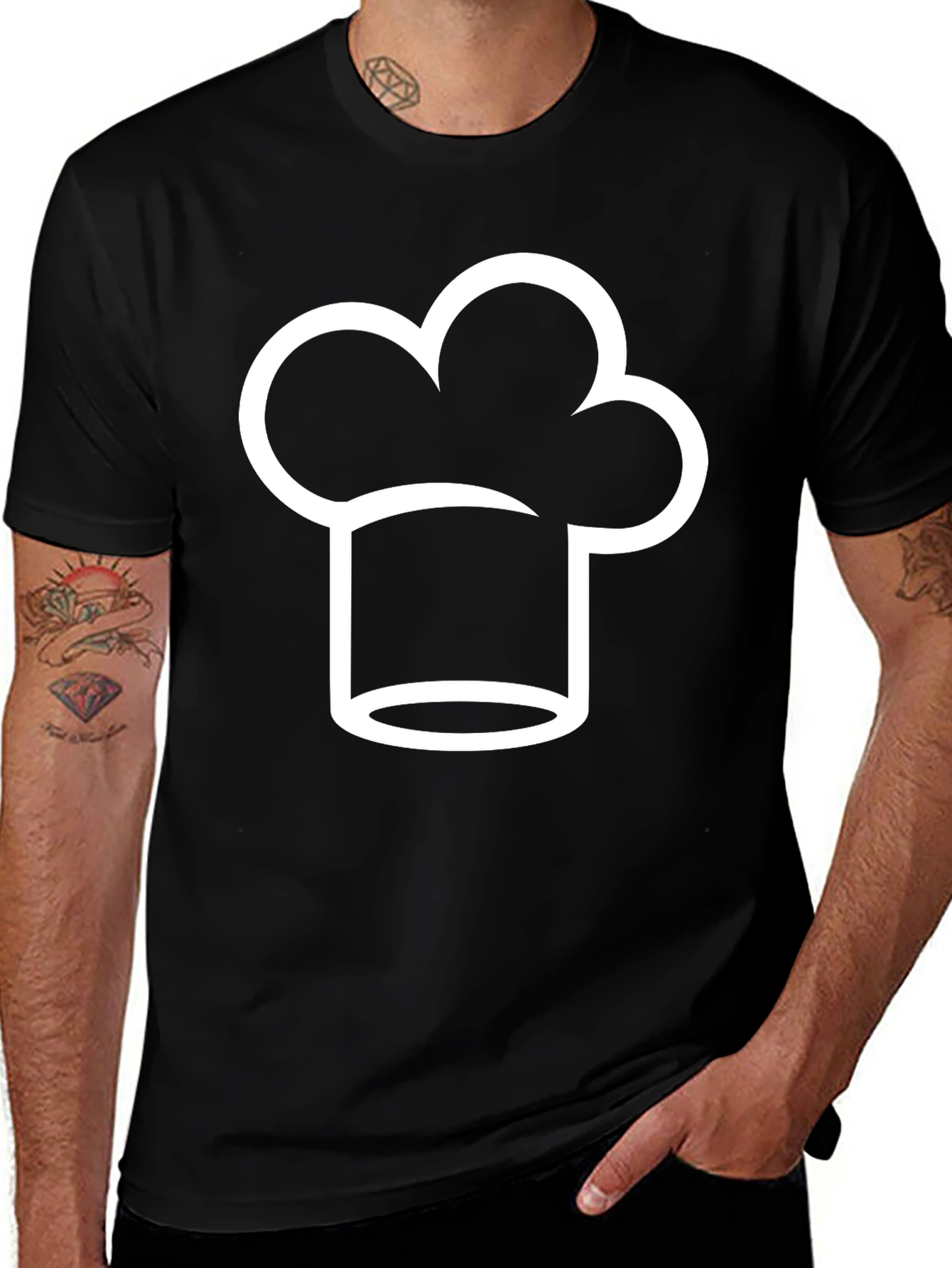 Variant 21 of Chef Hat Graphic Tee - Black Cotton Blend T-Shirt