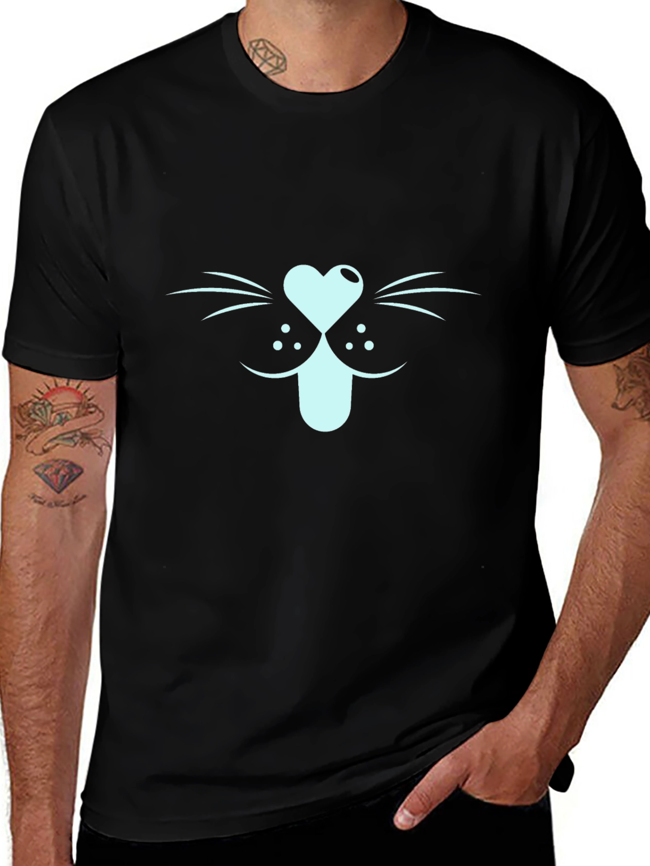 Variant 21 of Cool Cat Face Graphic Tee - Black