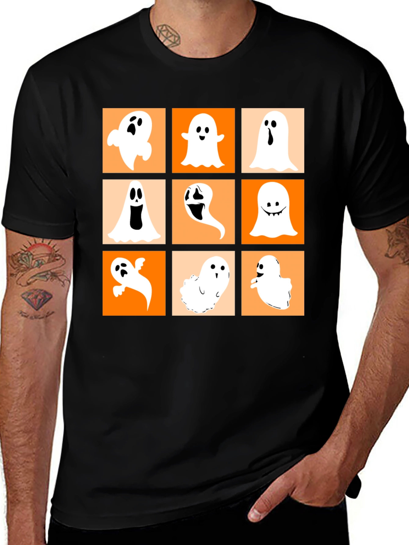 Variant 12 of Ghost Pattern Halloween T-Shirt