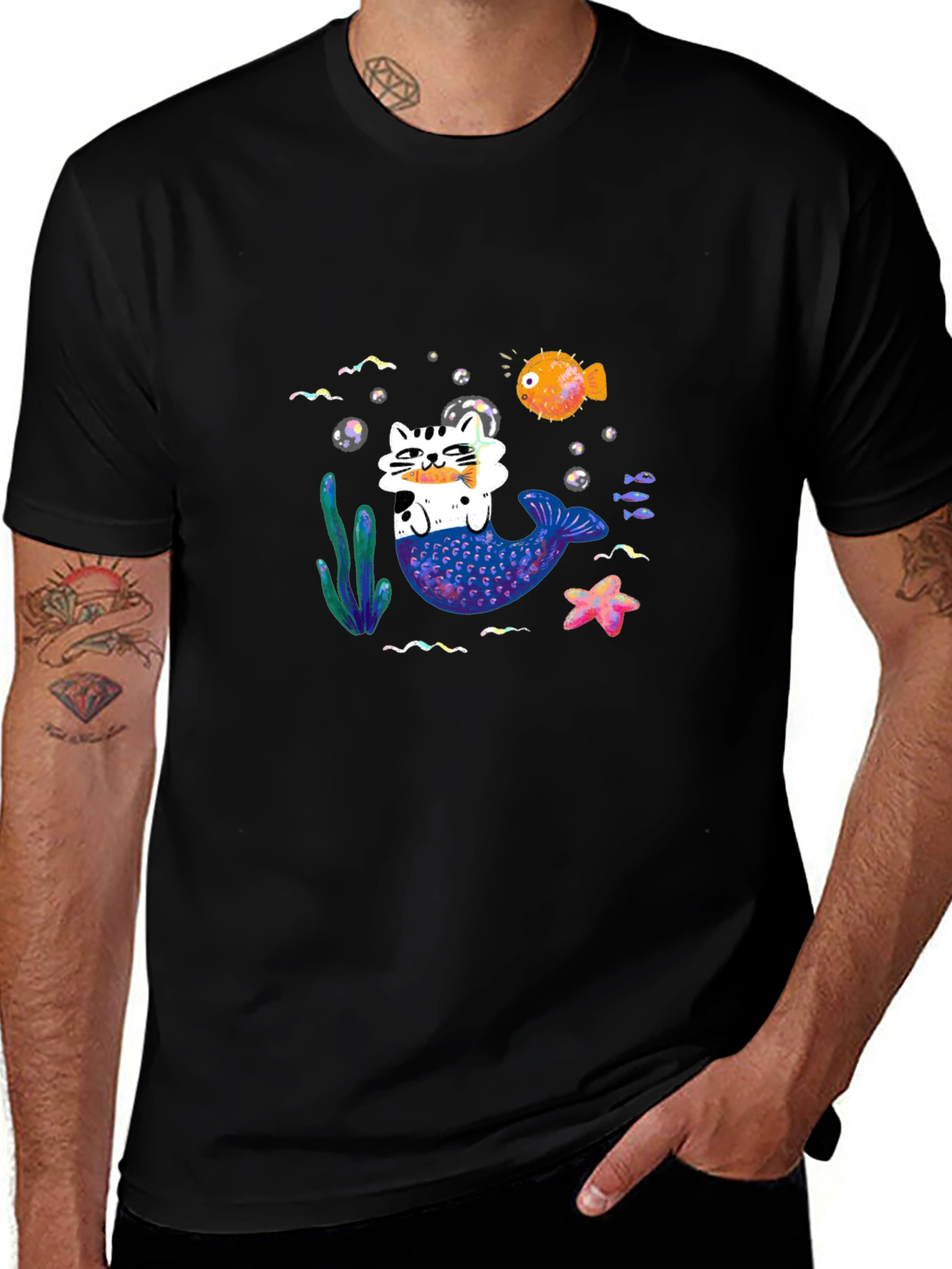 Variant 16 of Mermaid Cat Graphic T-Shirt