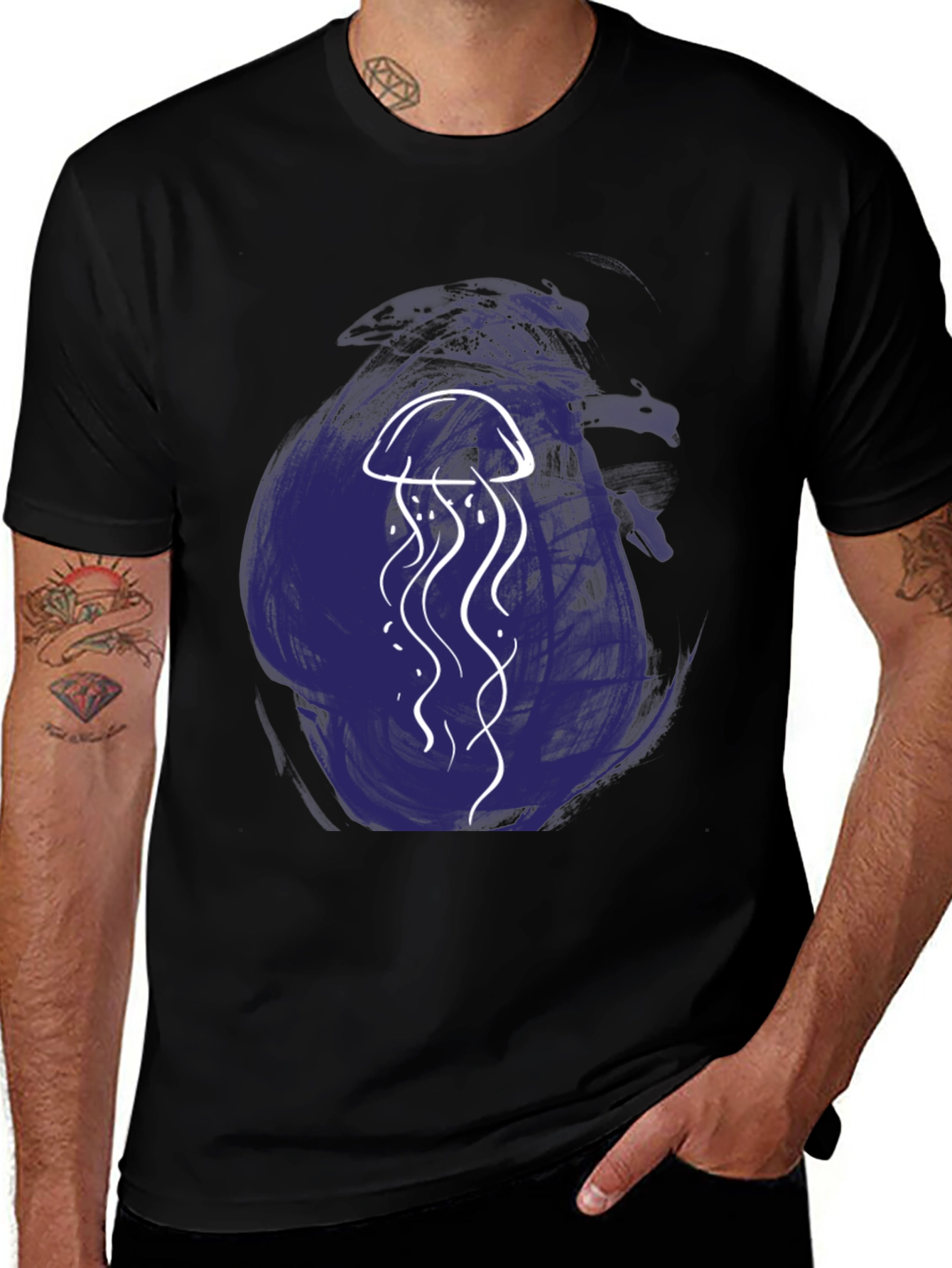Variant 12 of Jellyfish Graphic Tee - Artistic Black T-Shirt