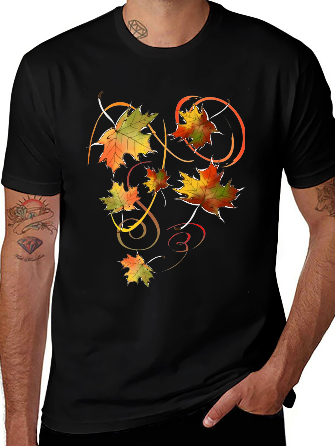 Variant 9 of Autumn Leaves Graphic T-Shirt - Stylish Fall Design