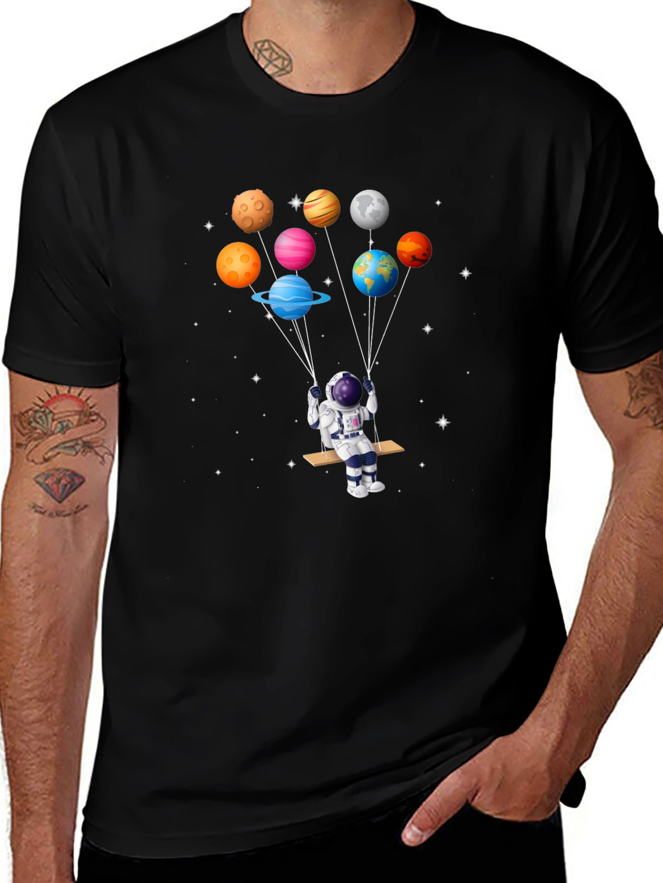 Variant 7 of Astronaut Planets Graphic T-Shirt - Space Design