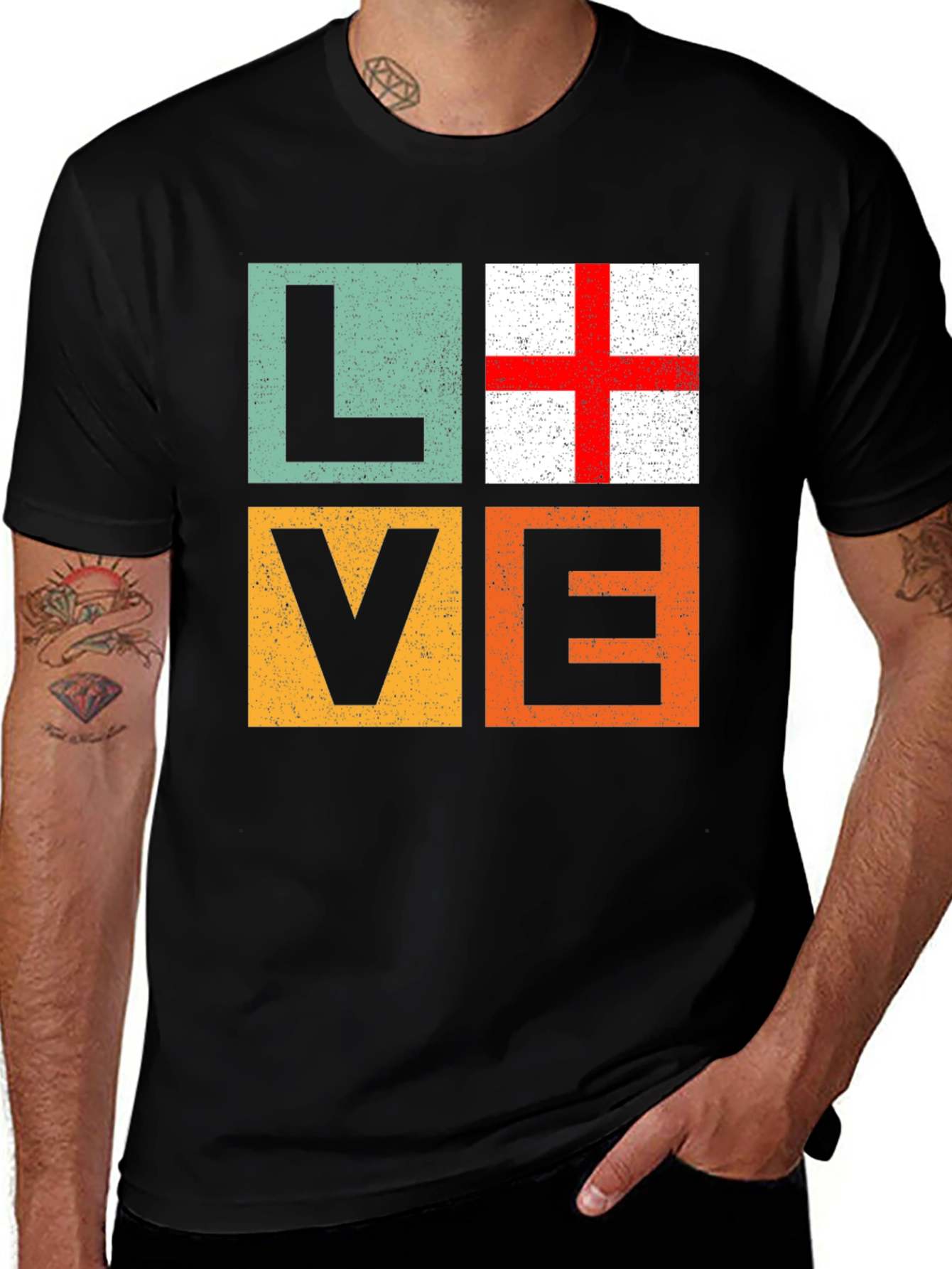 Black Love England Flag T-Shirt - Graphic Tee main image