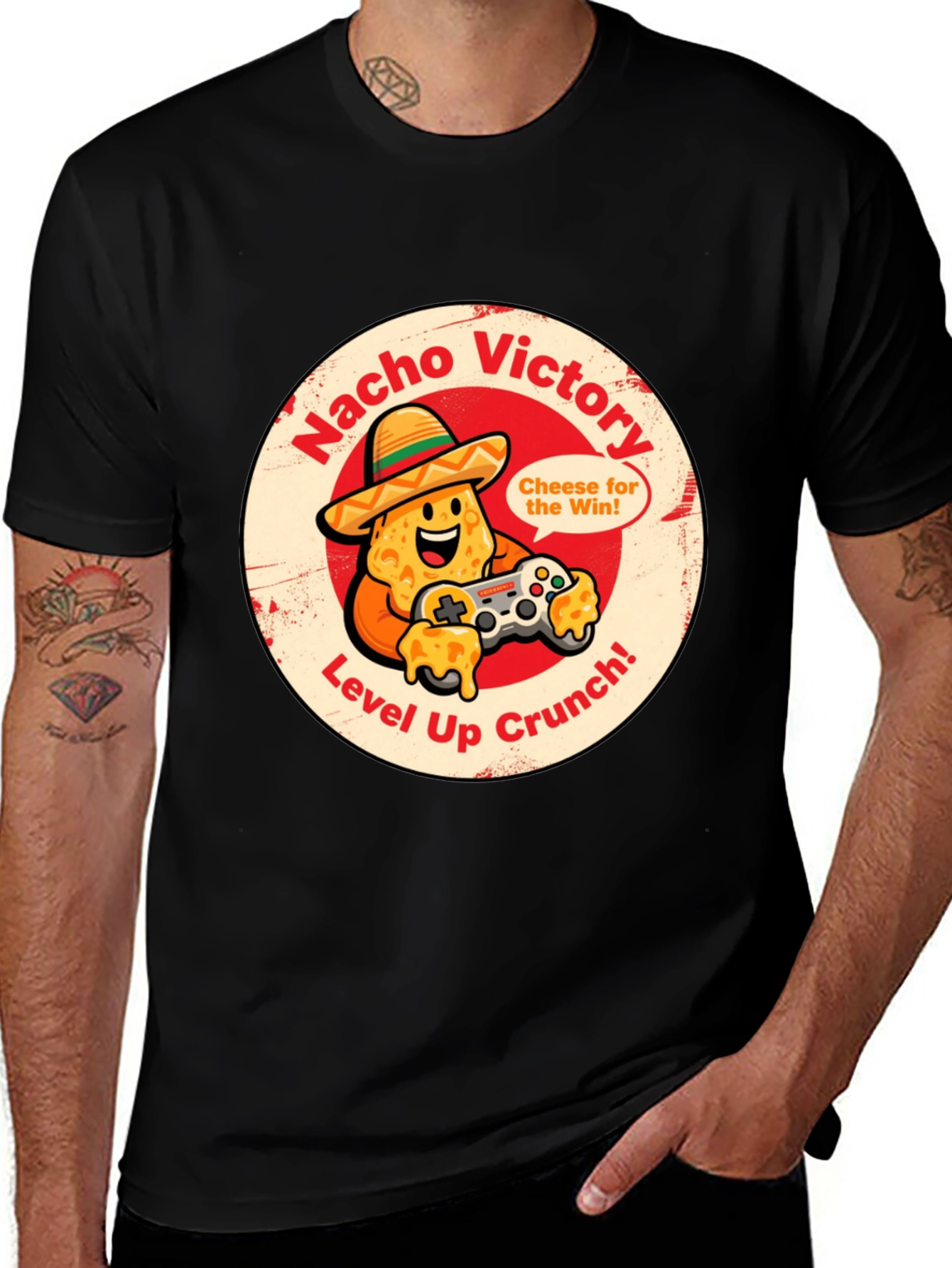 Variant 13 of Nacho Victory Gaming T-Shirt - Level Up Crunch!