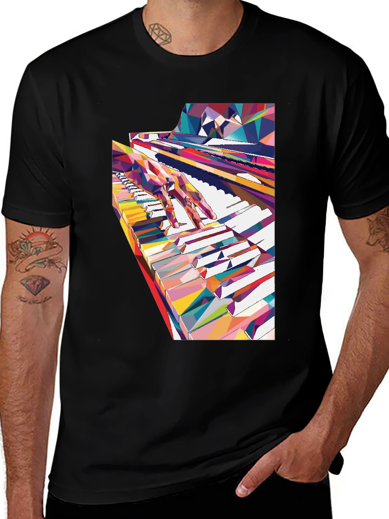 Variant 13 of Abstract Piano Keys Graphic Tee - Music Lover Shirt