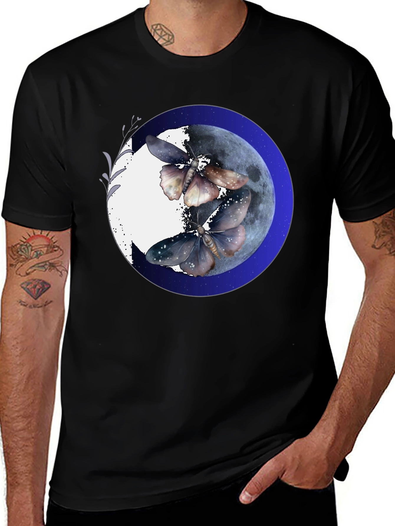 Variant 12 of Moon Moth Graphic Tee - Elegant Night Sky Design