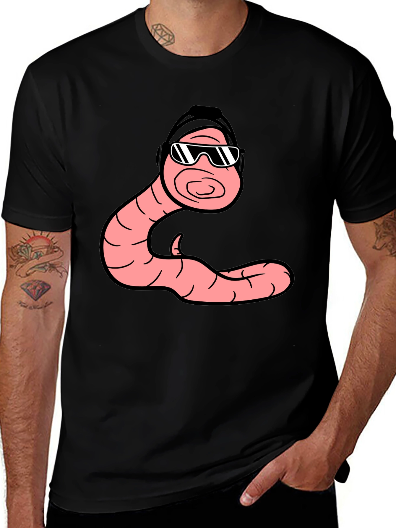 Variant 27 of Cool Worm Graphic T-Shirt - Black Cotton Tee