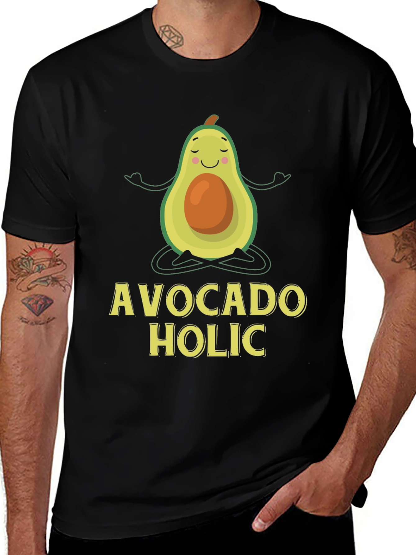 Variant 16 of Avocado Holic T-Shirt - Yoga Cartoon Graphic Tee