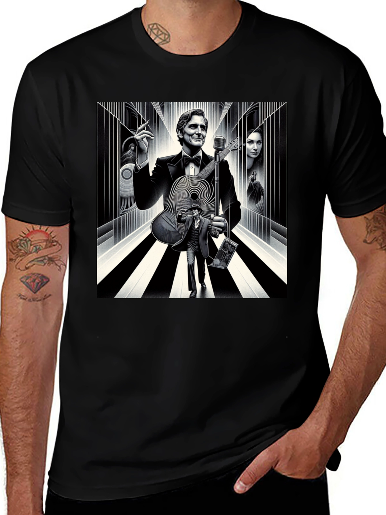 Variant 15 of Retro Music T-Shirt - Men's Black Graphic Tee