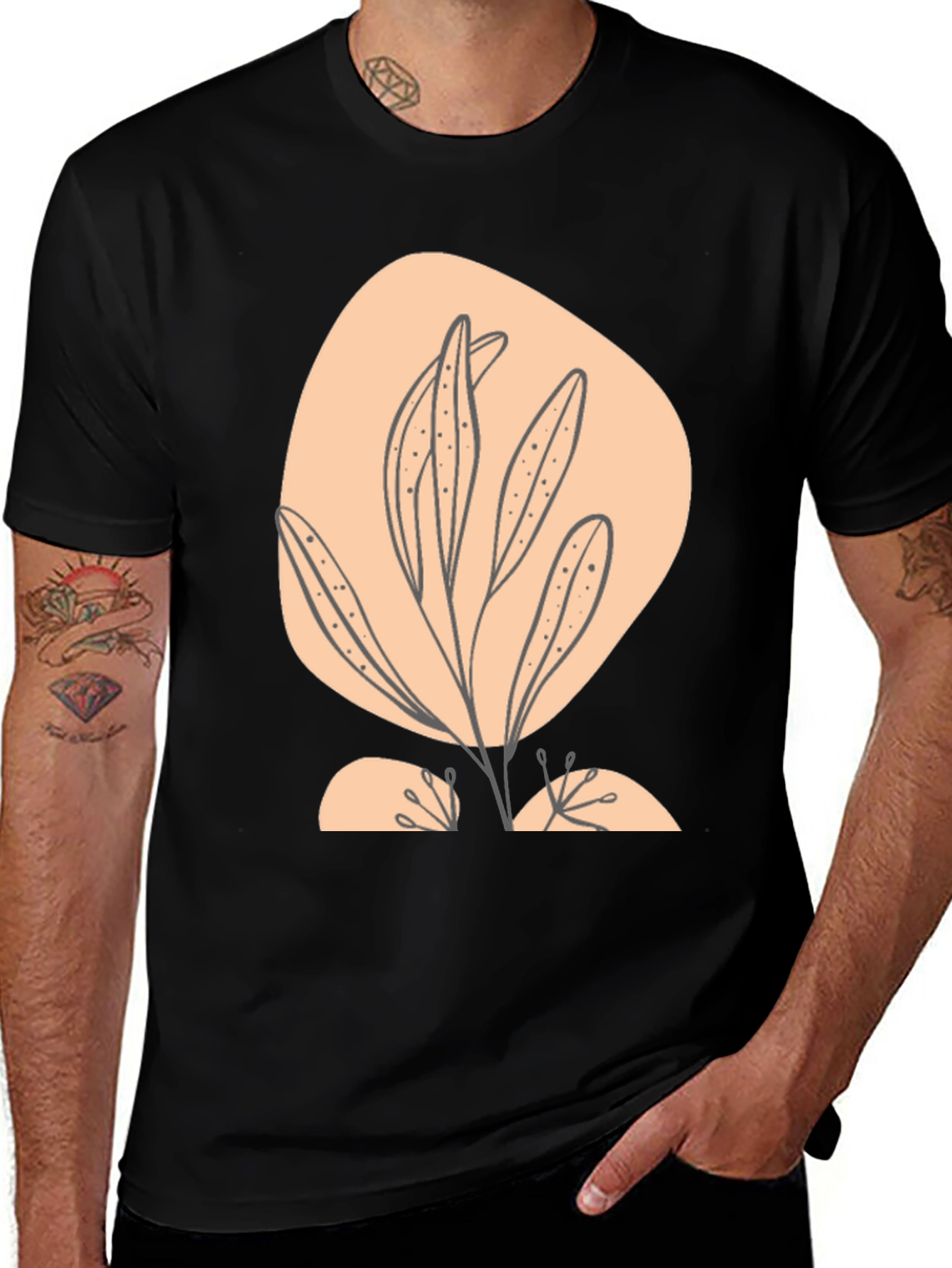 Variant 11 of Abstract Floral Graphic Black T-Shirt