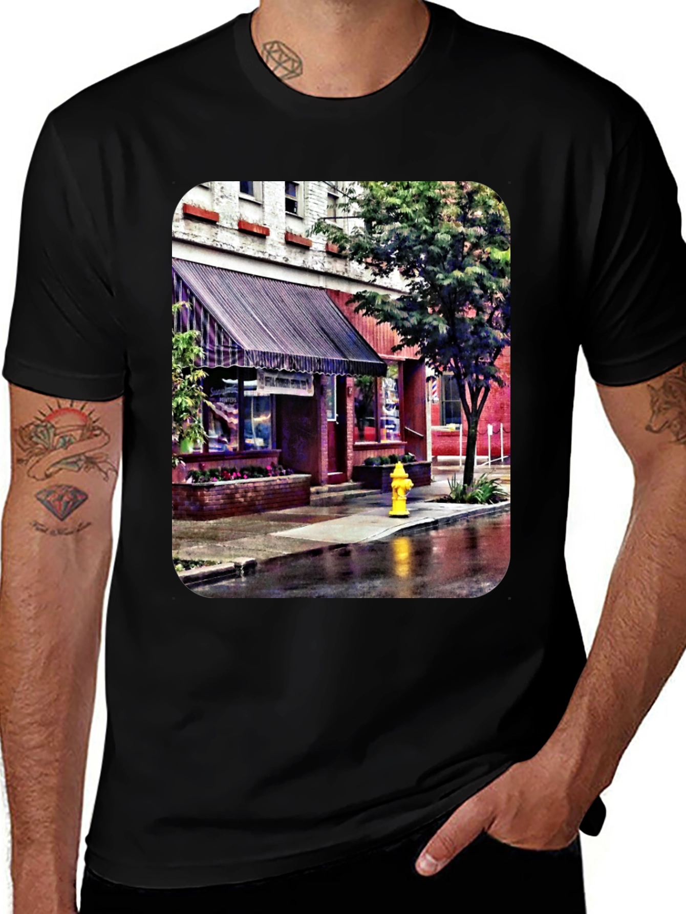 Variant 16 of Vintage Town Street Scene Graphic Tee
