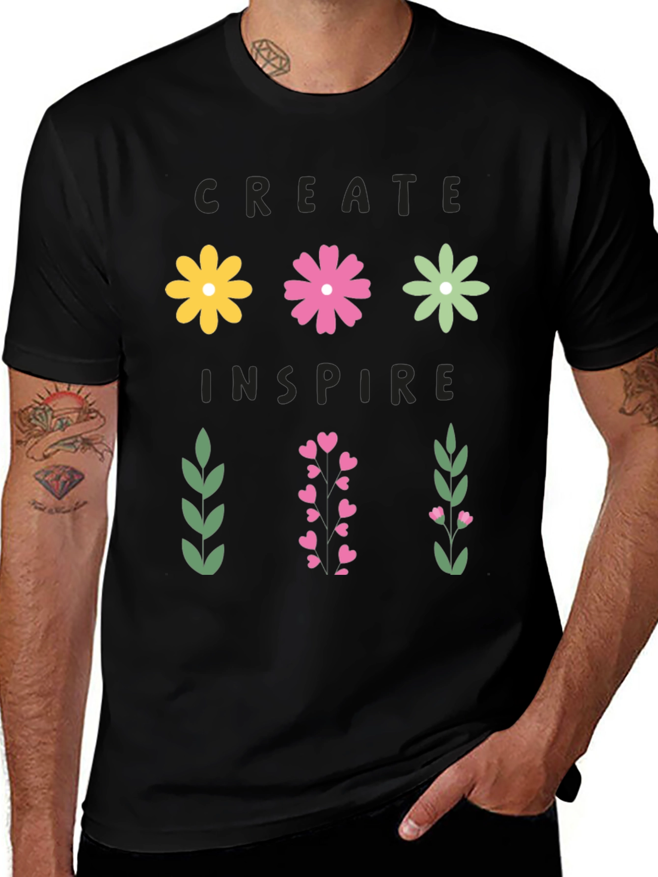Variant 5 of Floral Graphic Tee - Create & Inspire Black T-Shirt