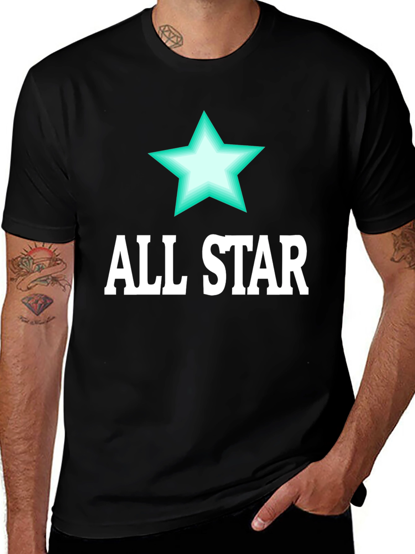 Variant 2 of All Star Graphic Tee - Mens Black Cotton T-Shirt