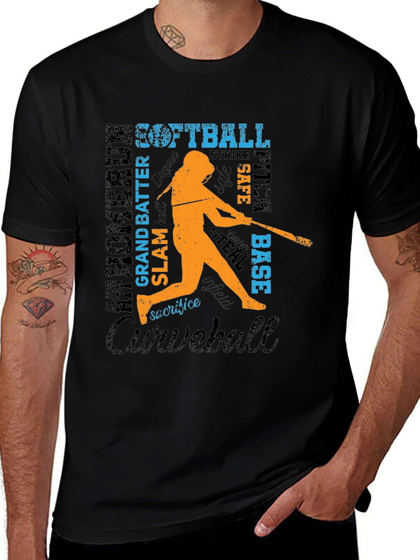 Variant 2 of Softball Word Art Graphic T-Shirt