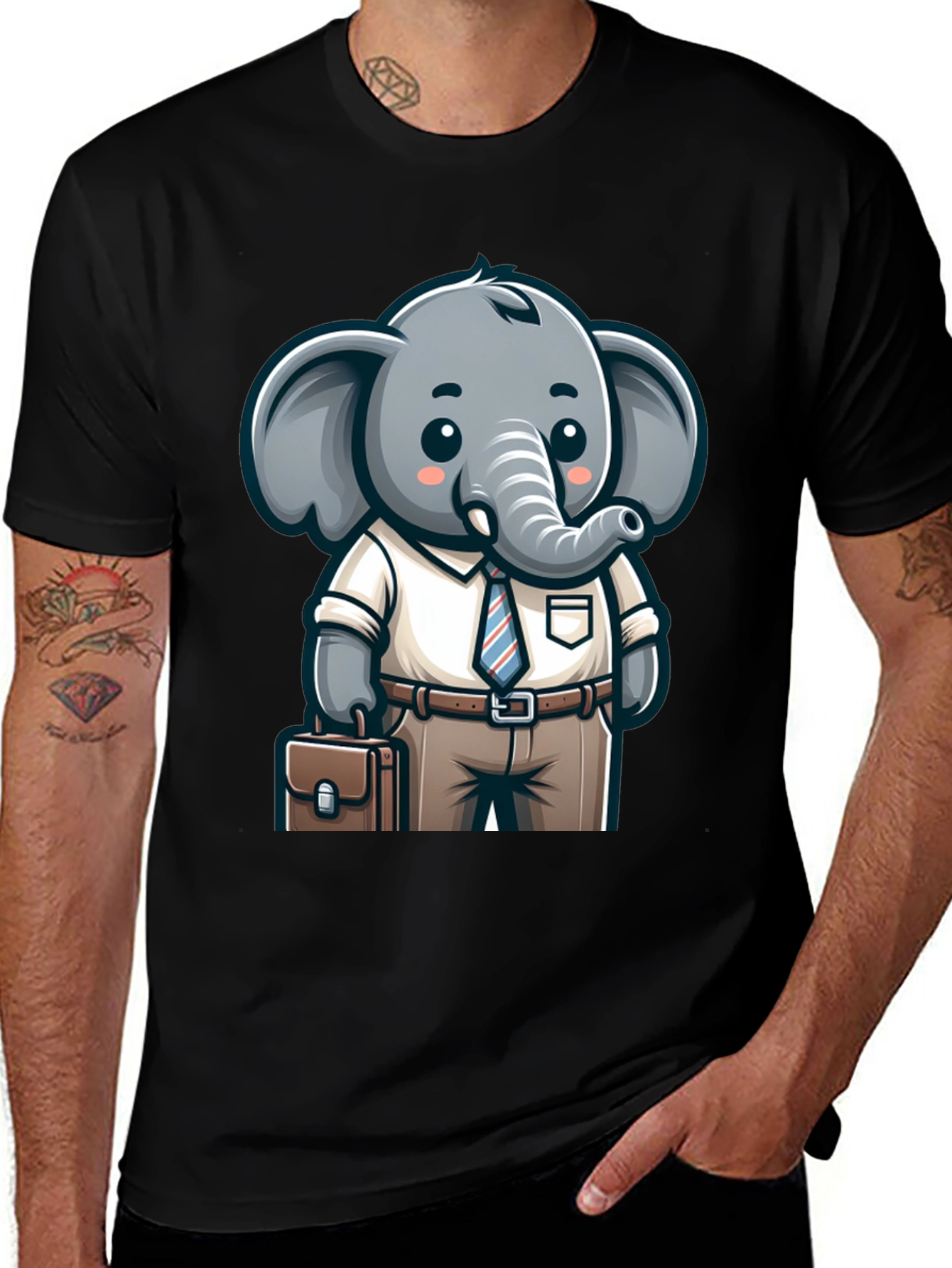 Variant 7 of Cartoon Elephant Businessman Graphic Tee