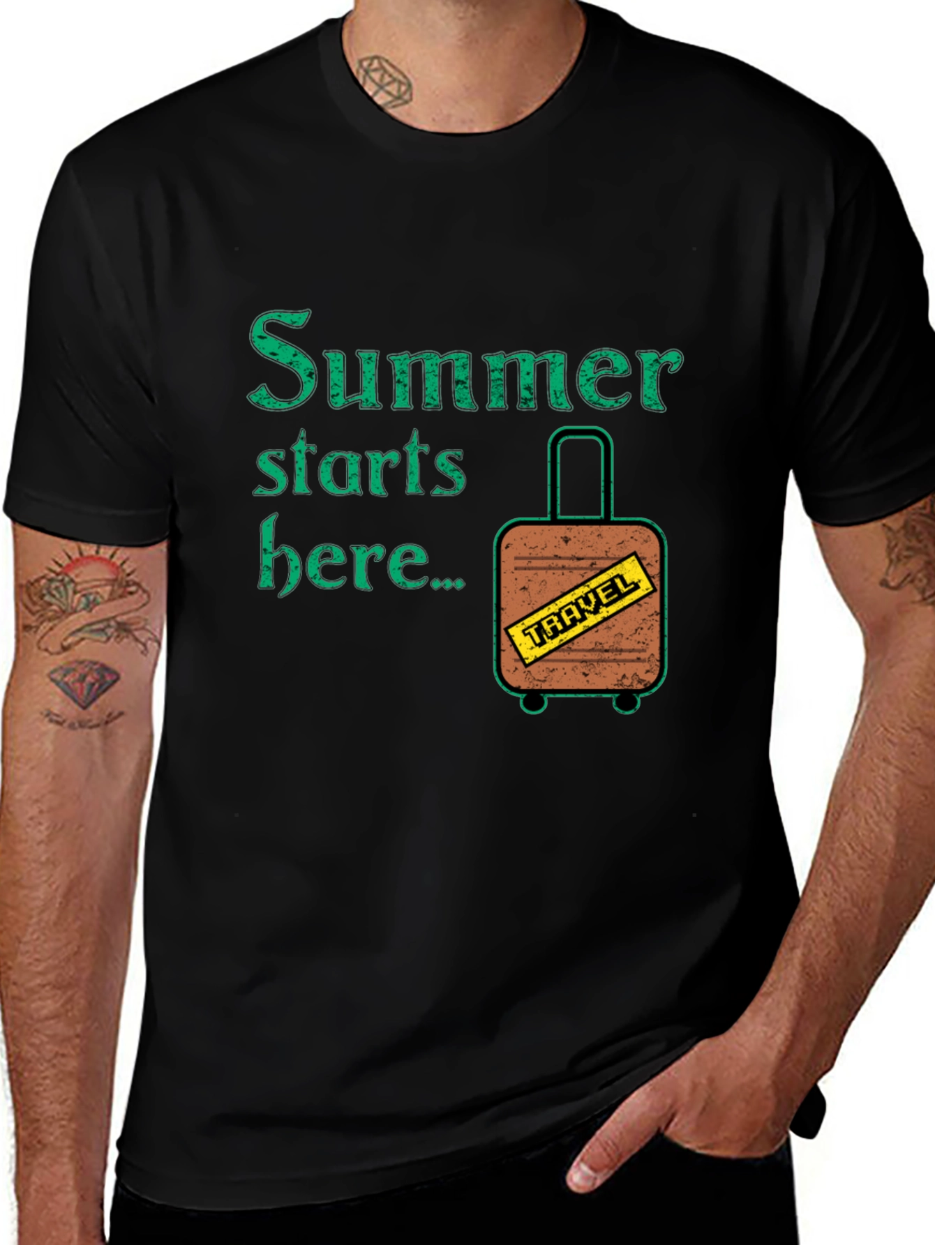Black Summer Travel T-Shirt main image