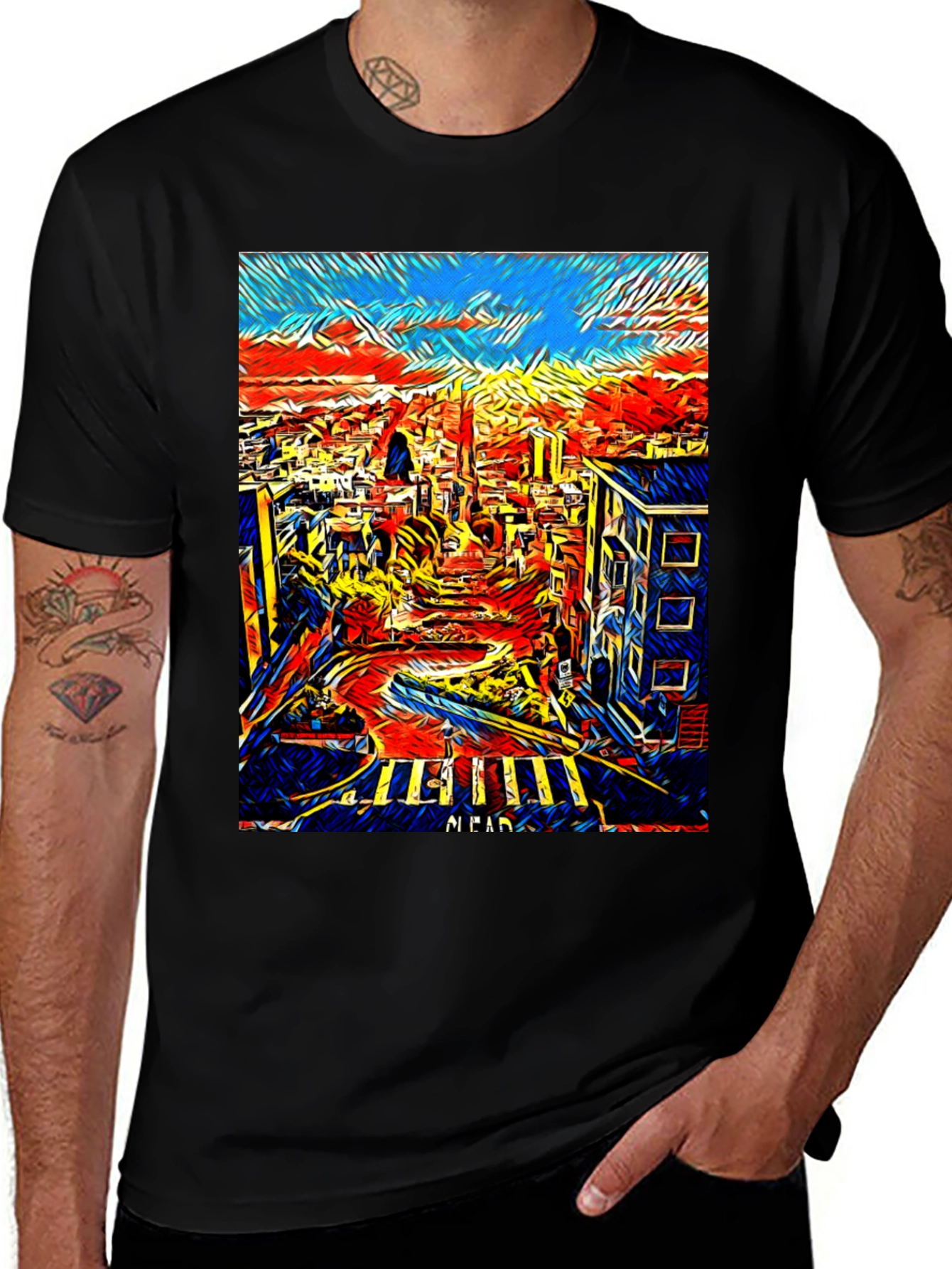 Black San Francisco Art T-Shirt - Cityscape Tee main image