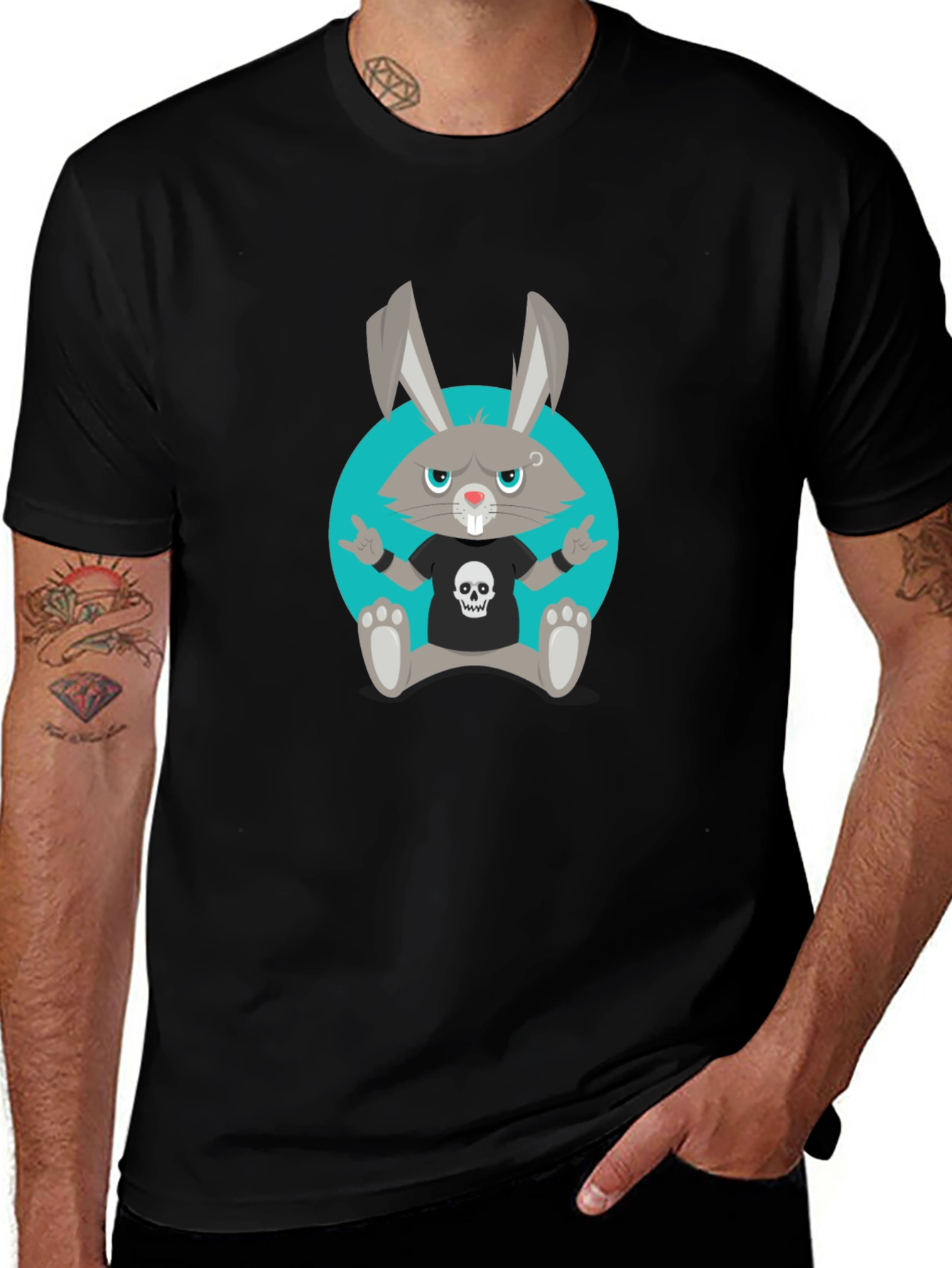 Variant 29 of Rockin' Rabbit Graphic Tee - Cool Cartoon Print