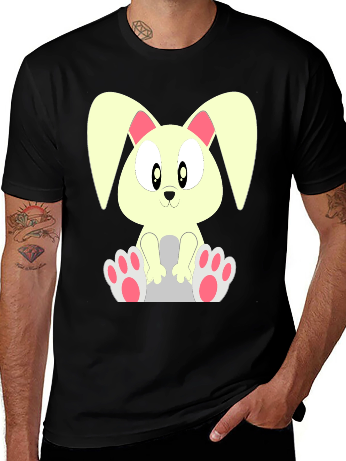 Variant 10 of Cute Bunny Graphic Tee - Black Unisex T-Shirt