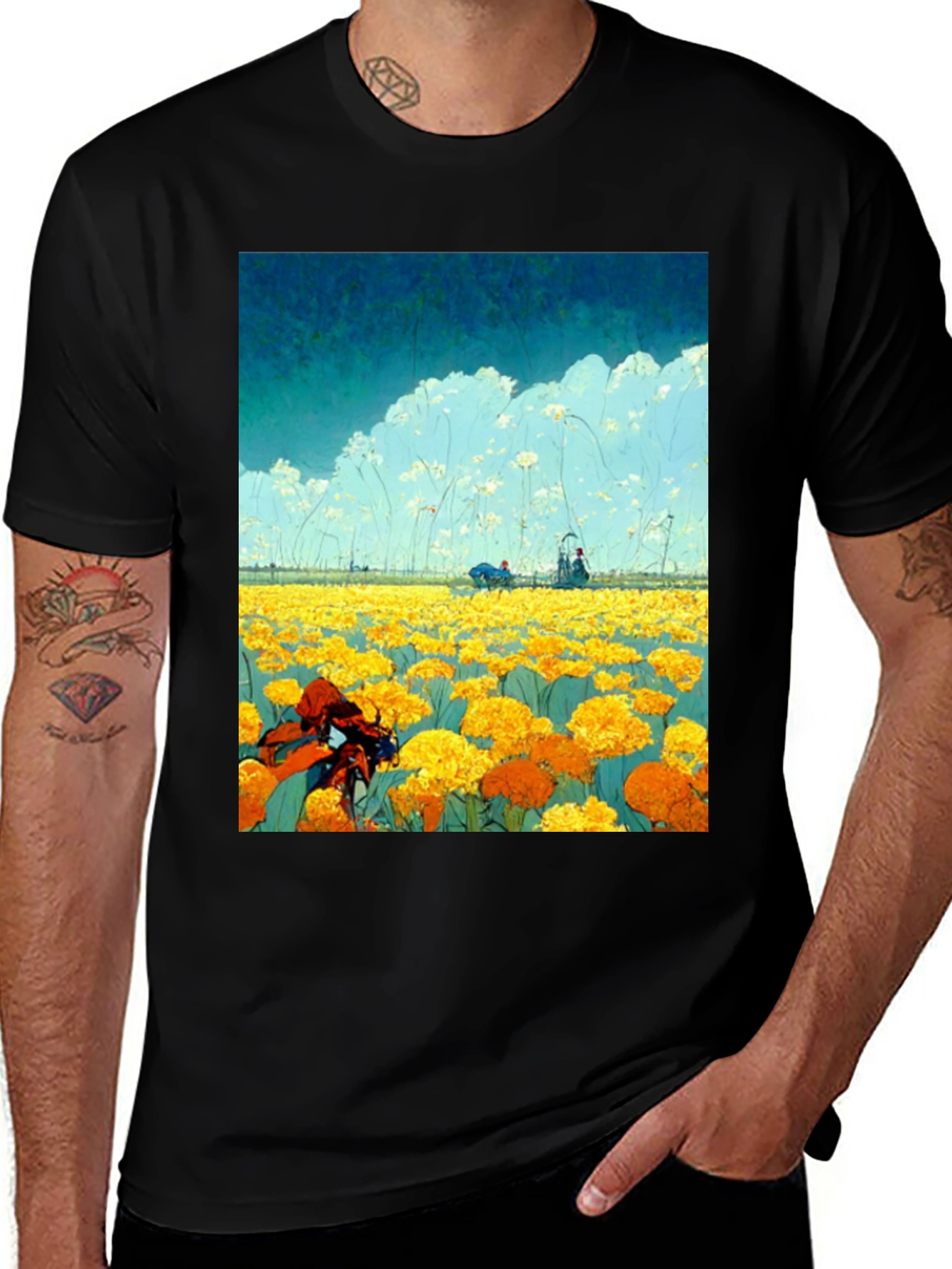 Variant 17 of Floral Field Graphic Tee - Unique Design