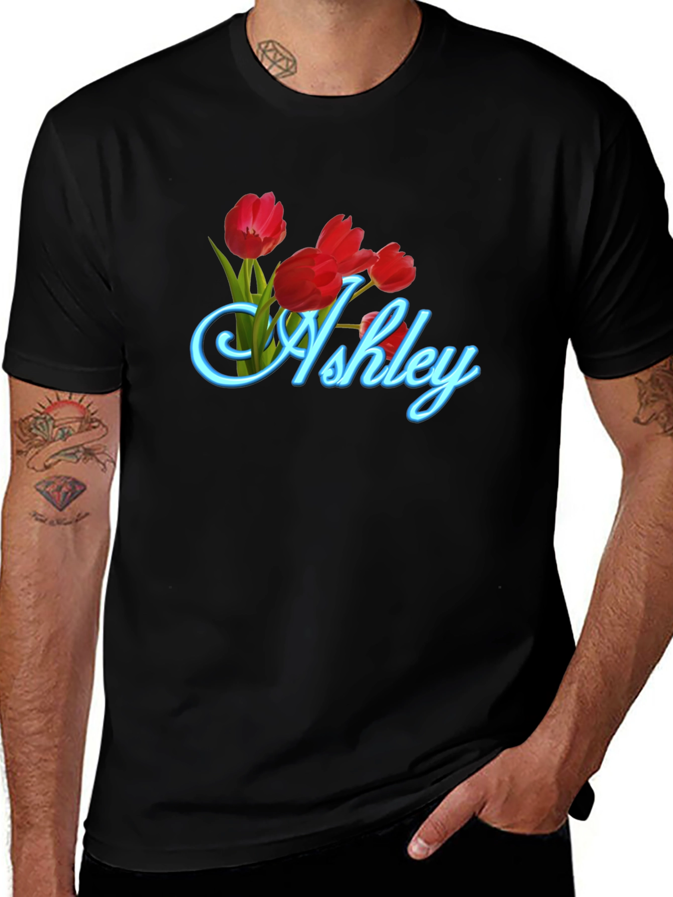 Ashley Floral Tulip Black T-Shirt