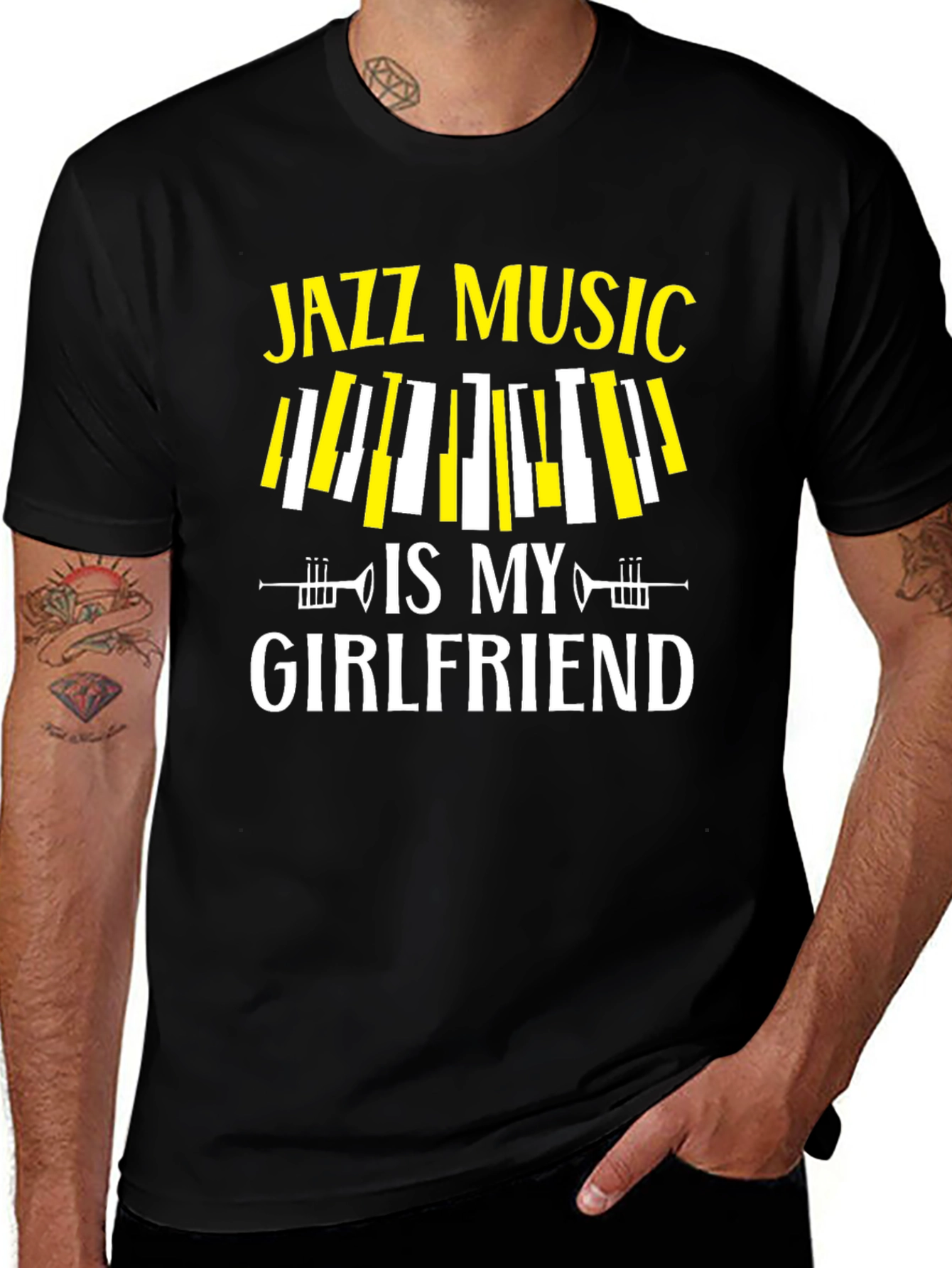 Variant 23 of Jazz Music is My Girlfriend Black T-Shirt