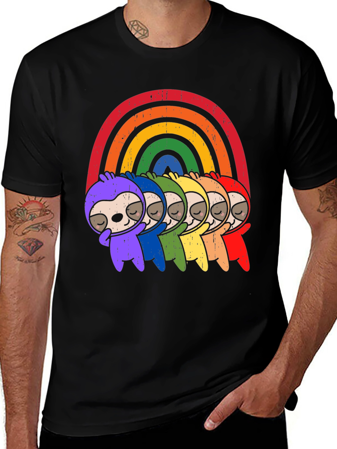 Variant 28 of Rainbow Sloth T-Shirt - Pride Cute Graphic Tee