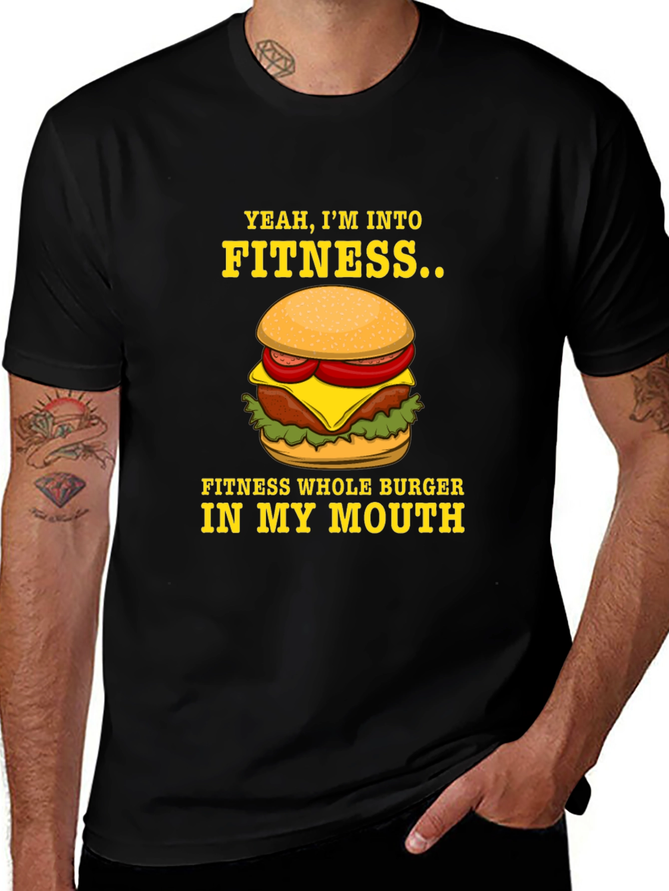 Variant 19 of Fitness Whole Burger T-Shirt - Funny Foodie Tee