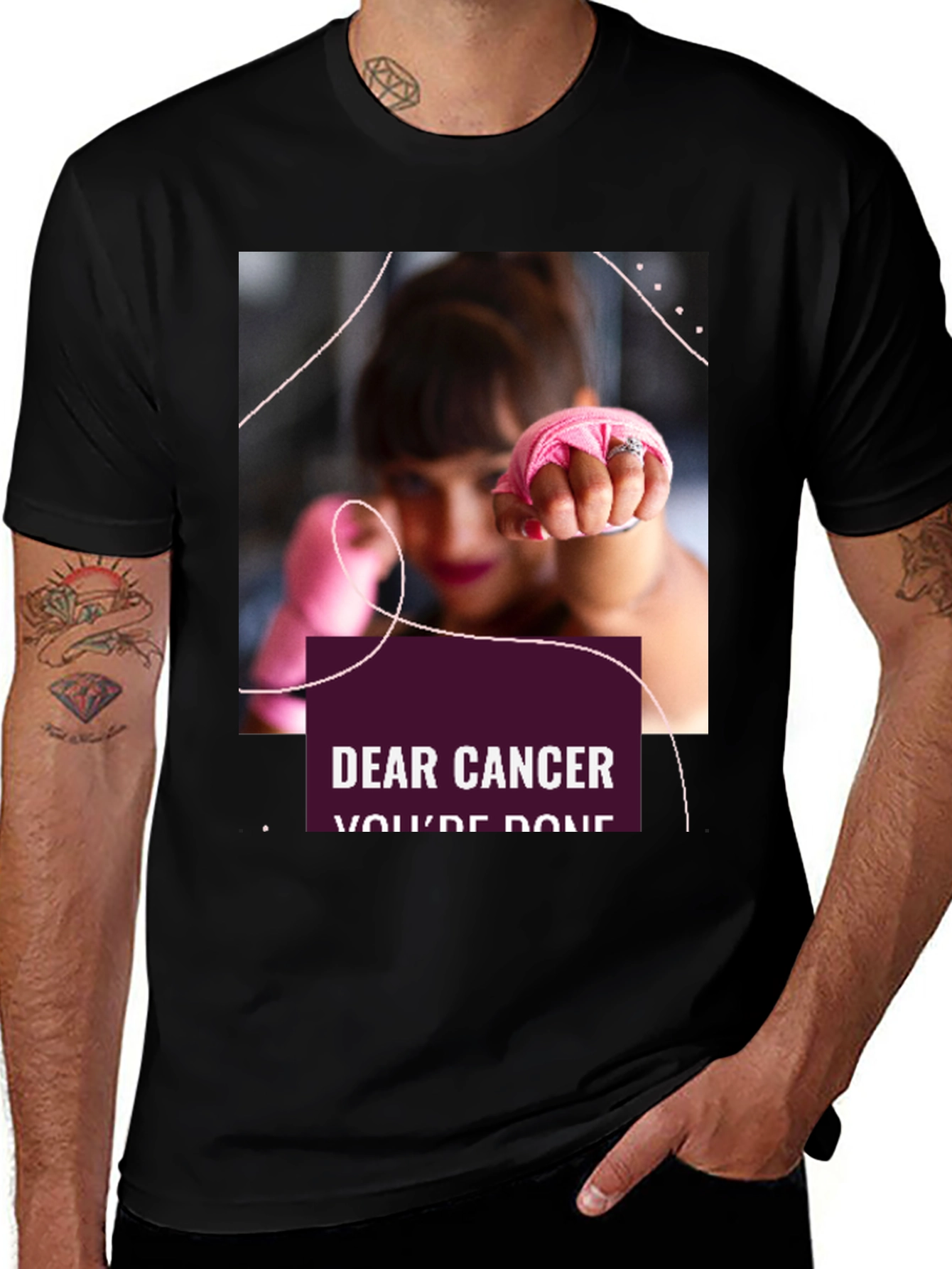 Variant 5 of Dear Cancer, You're Done Black T-Shirt