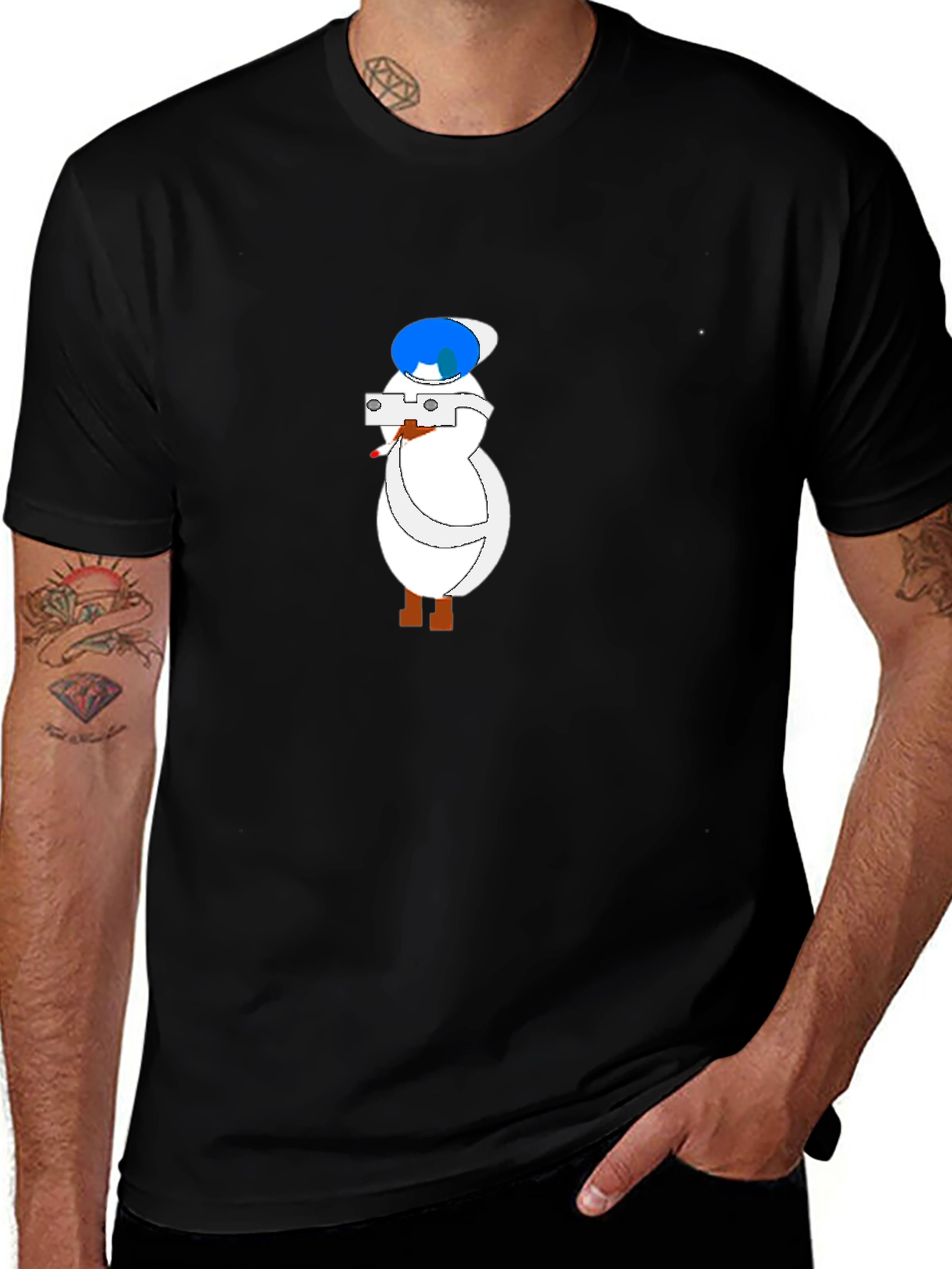 Variant 30 of Cartoon Duck Tourist Black T-Shirt