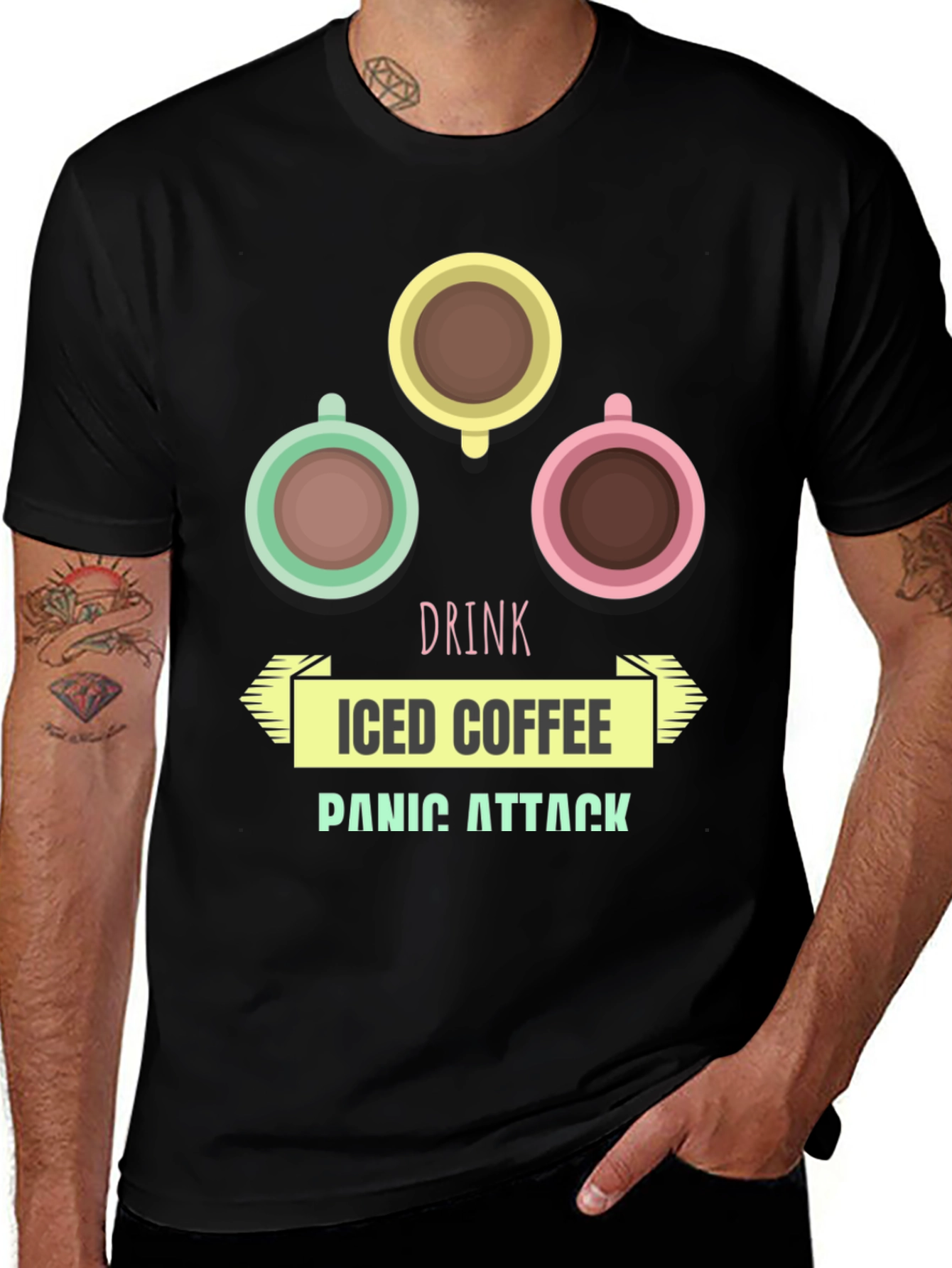 Variant 10 of Drink Iced Coffee Panic Attack Graphic T-Shirt