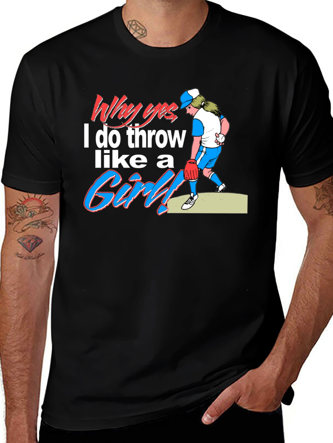 Variant 11 of Funny 'Throw Like a Girl' Graphic Tee