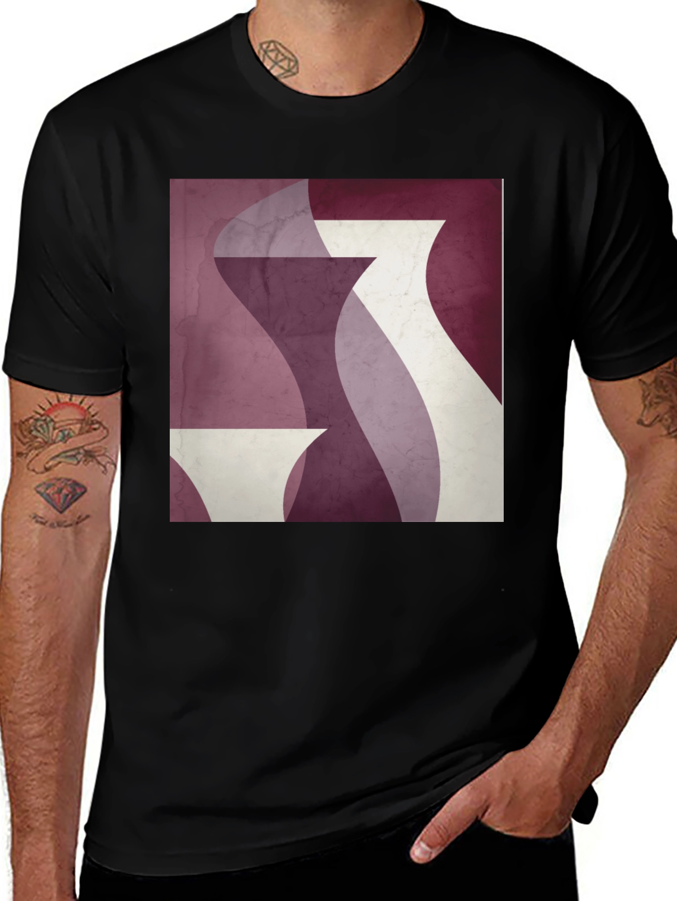 Variant 20 of Abstract Wave Design Black T-Shirt