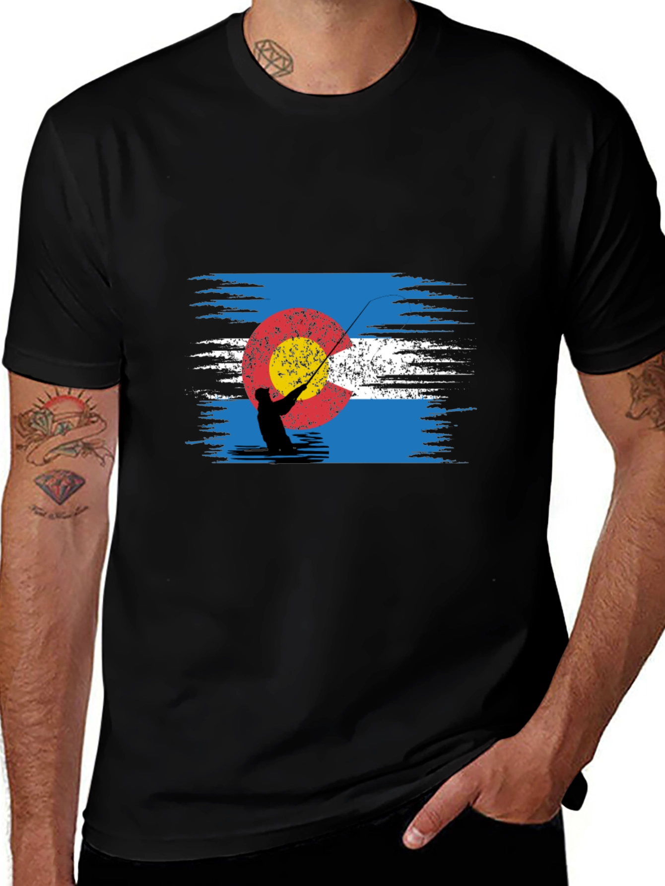 Variant 10 of Colorado Fishing T-Shirt - Black Cotton Blend