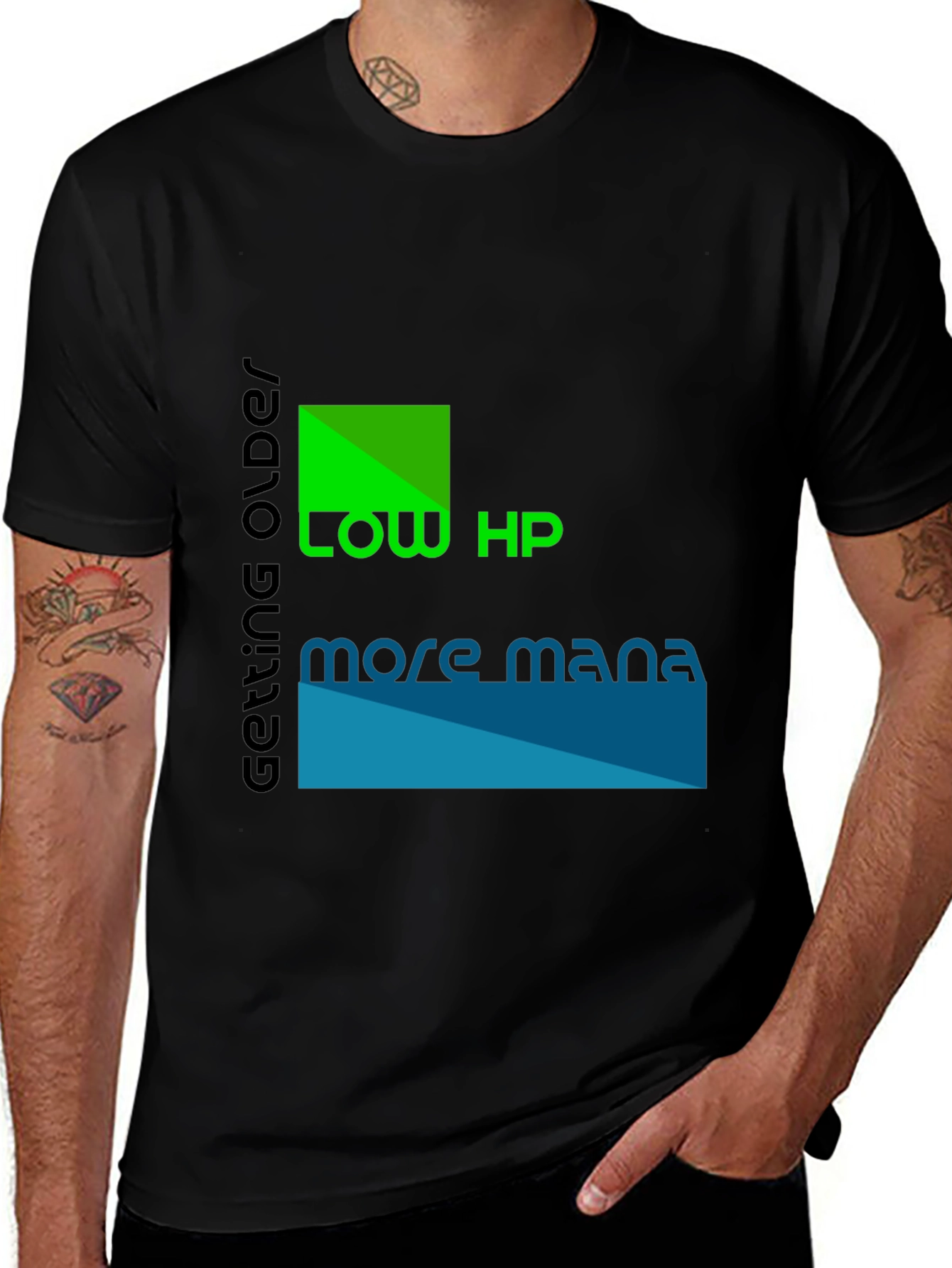 Variant 7 of Low HP More Mana Black Graphic T-Shirt