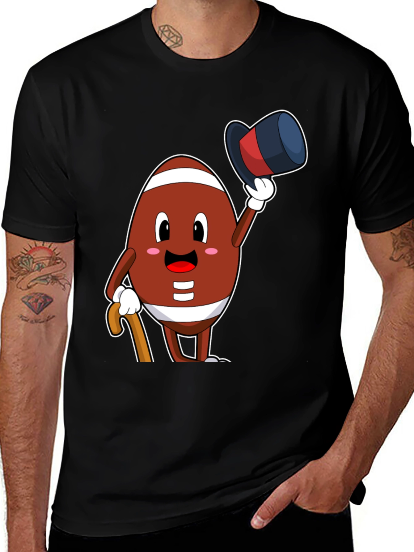 Variant 9 of Cartoon Football Top Hat T-Shirt