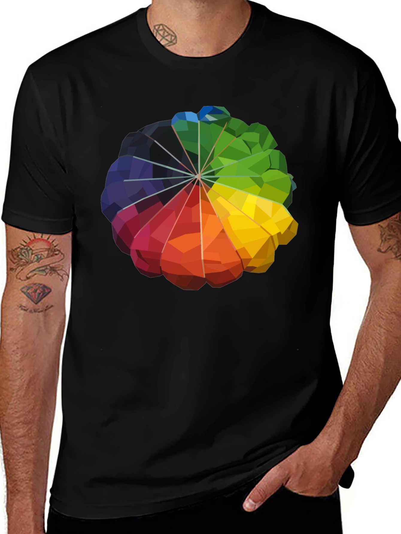 Variant 13 of Geometric Color Wheel Graphic Tee - Modern Art Style Shirt