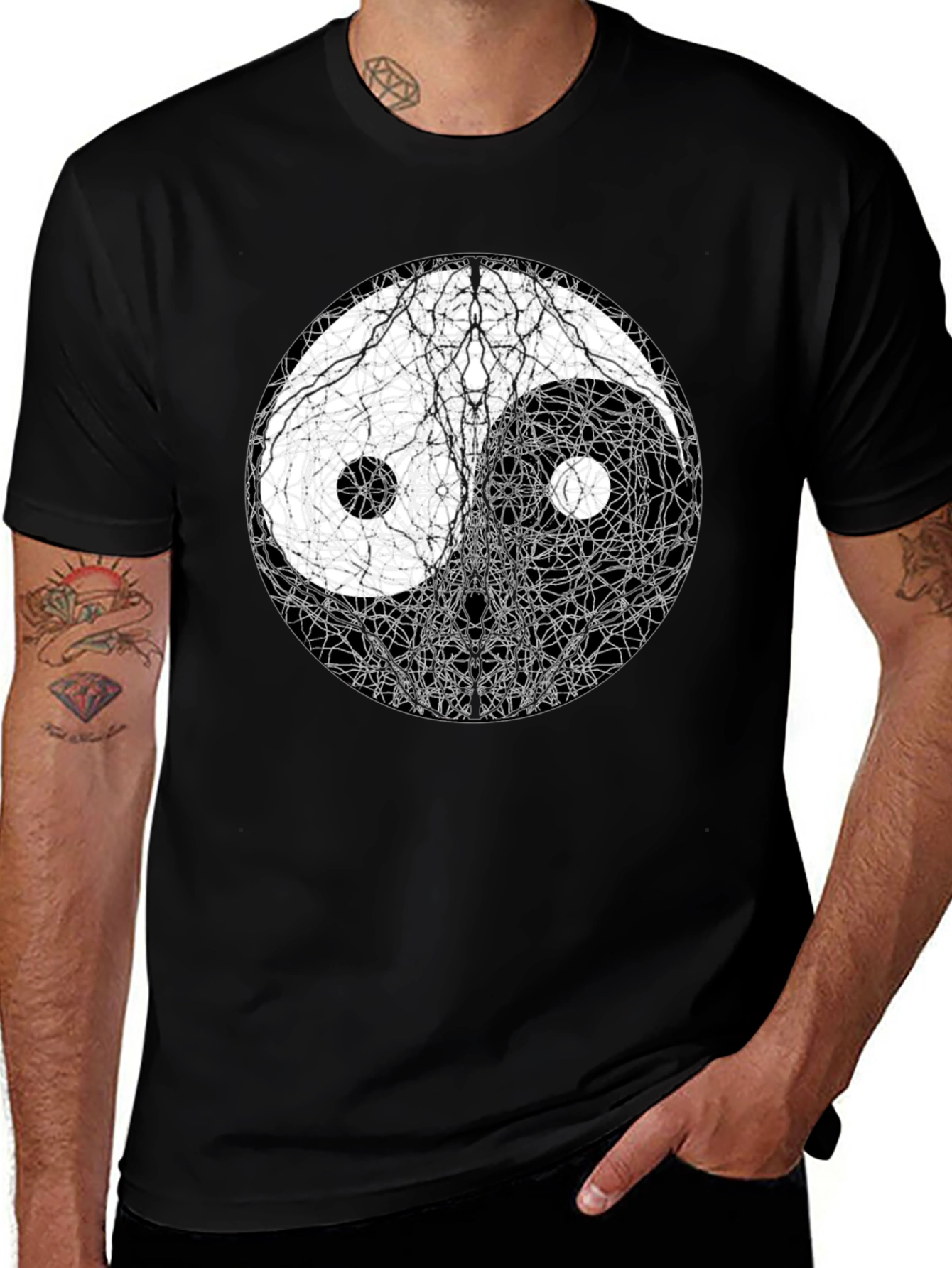 Yin Yang Tree Black T-Shirt
