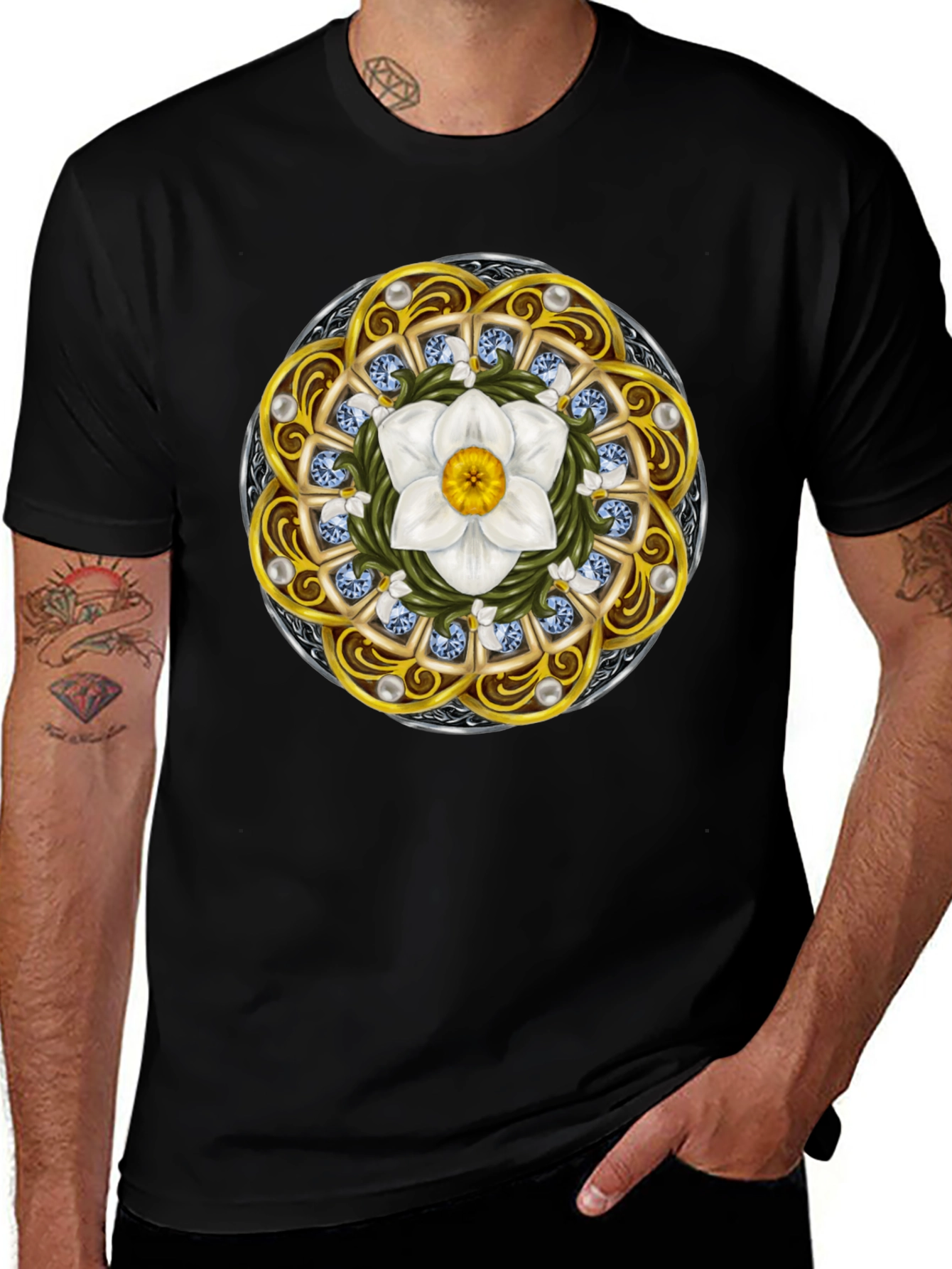 Variant 15 of Ornamental Flower Mandala Graphic T-Shirt