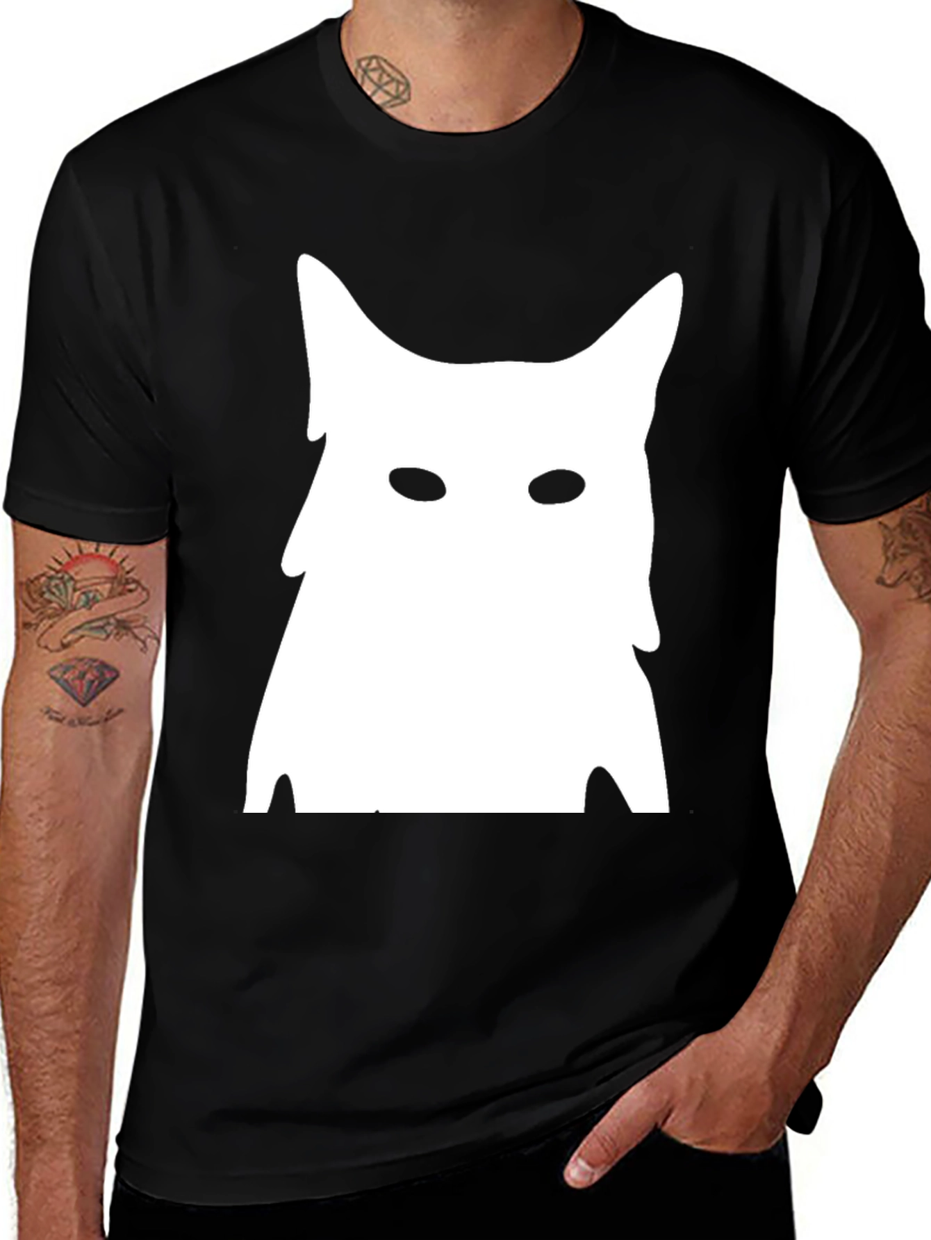 Variant 25 of Abstract Cat Graphic Tee - Black