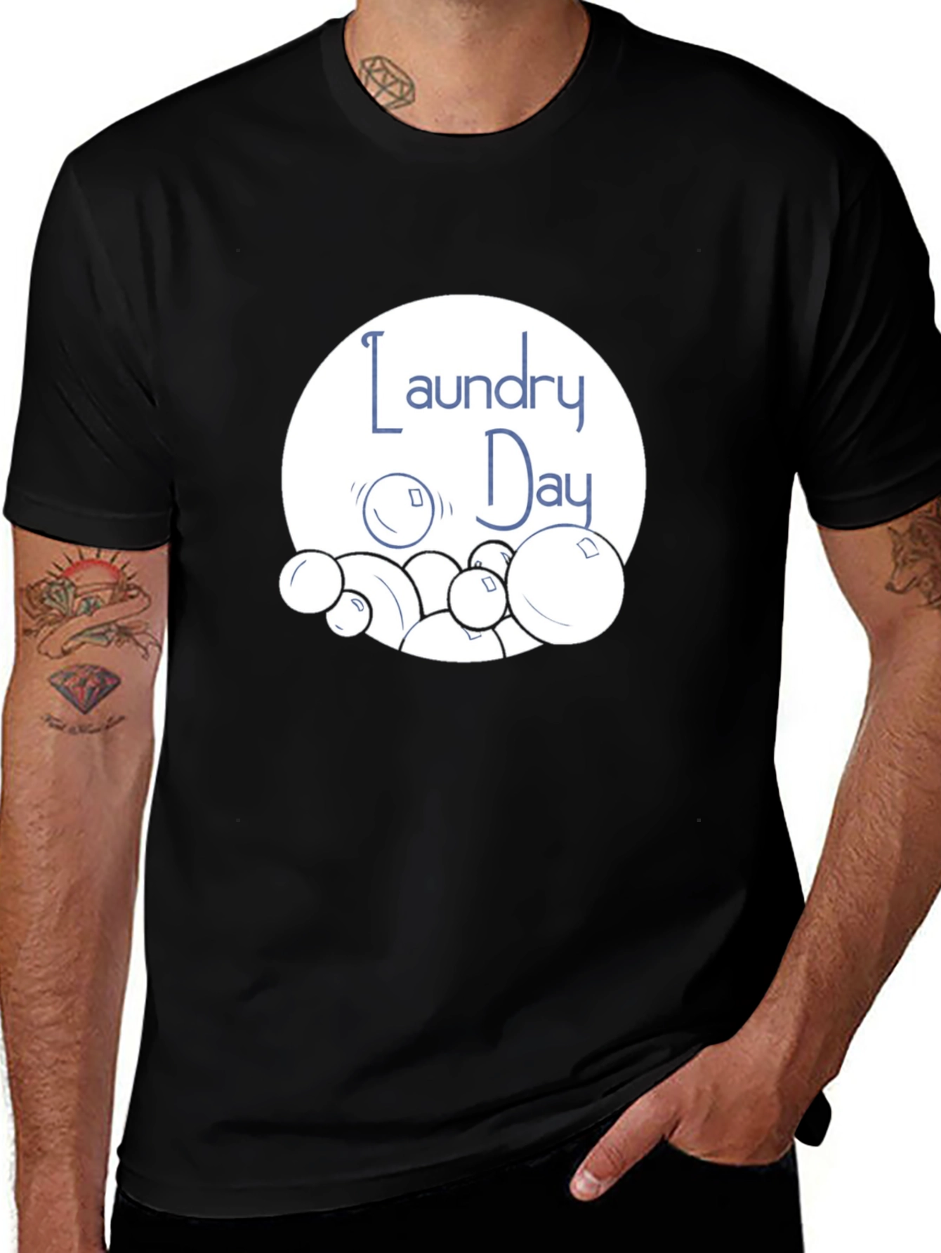 Variant 3 of Laundry Day Graphic T-Shirt - Black Cotton Tee