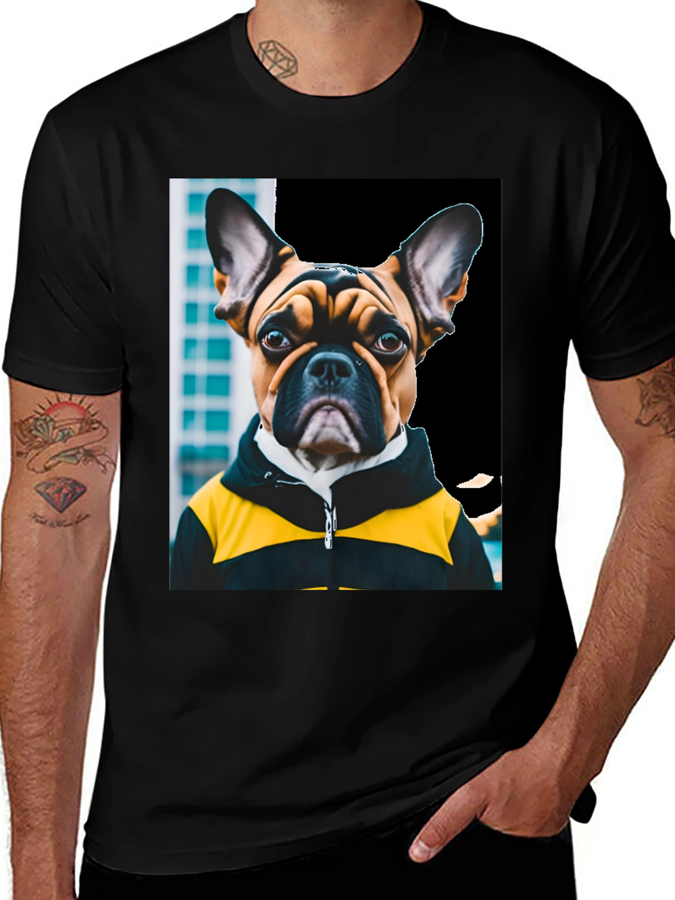 Variant 21 of Cool Dog in Hoodie Black T-Shirt